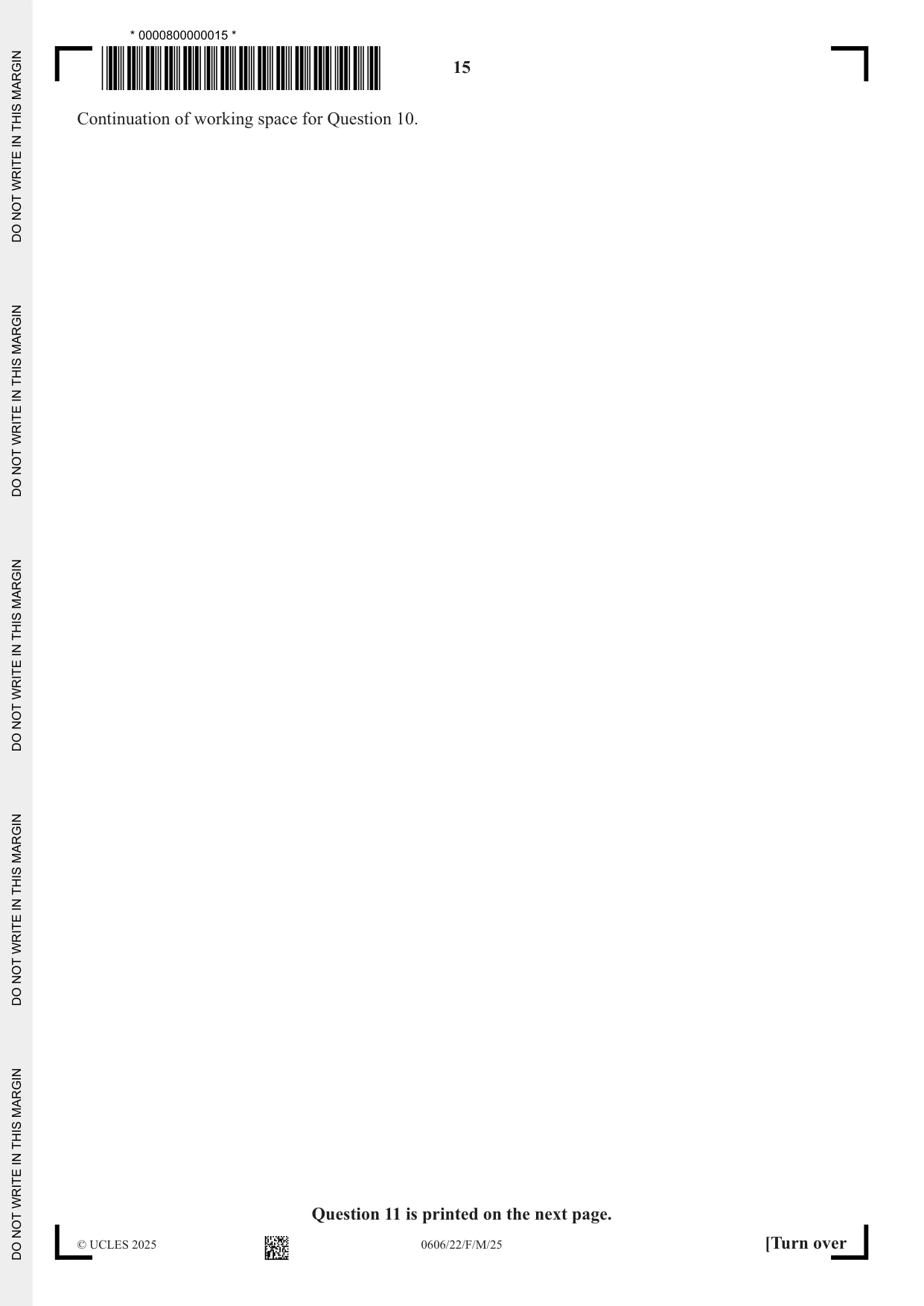 Cambridge IGCSE Mathematics - Additional 0606 2025 Feb/March Paper 2 · Variant 2 question paper, page 15 of 16