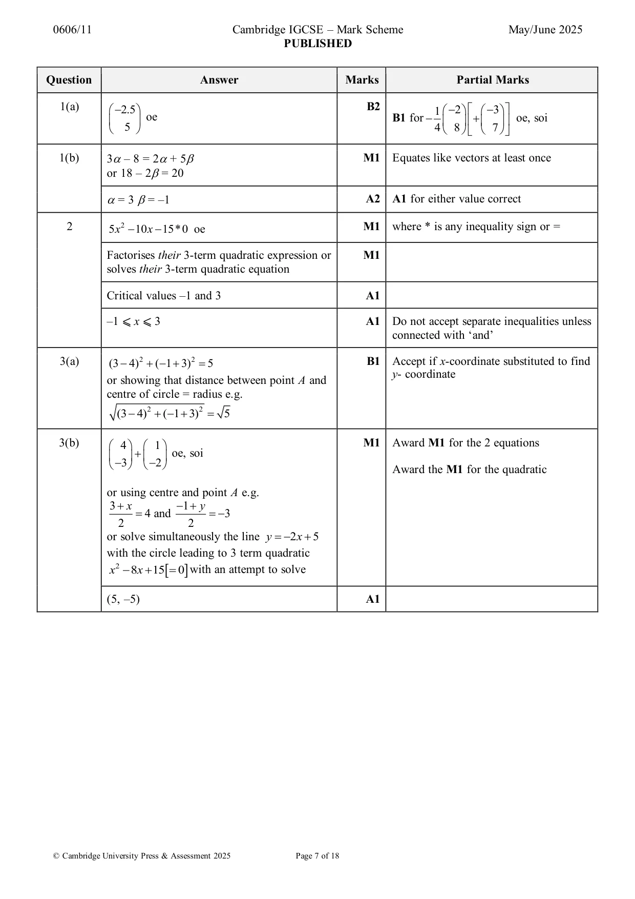 Mark scheme, page 7 of 18