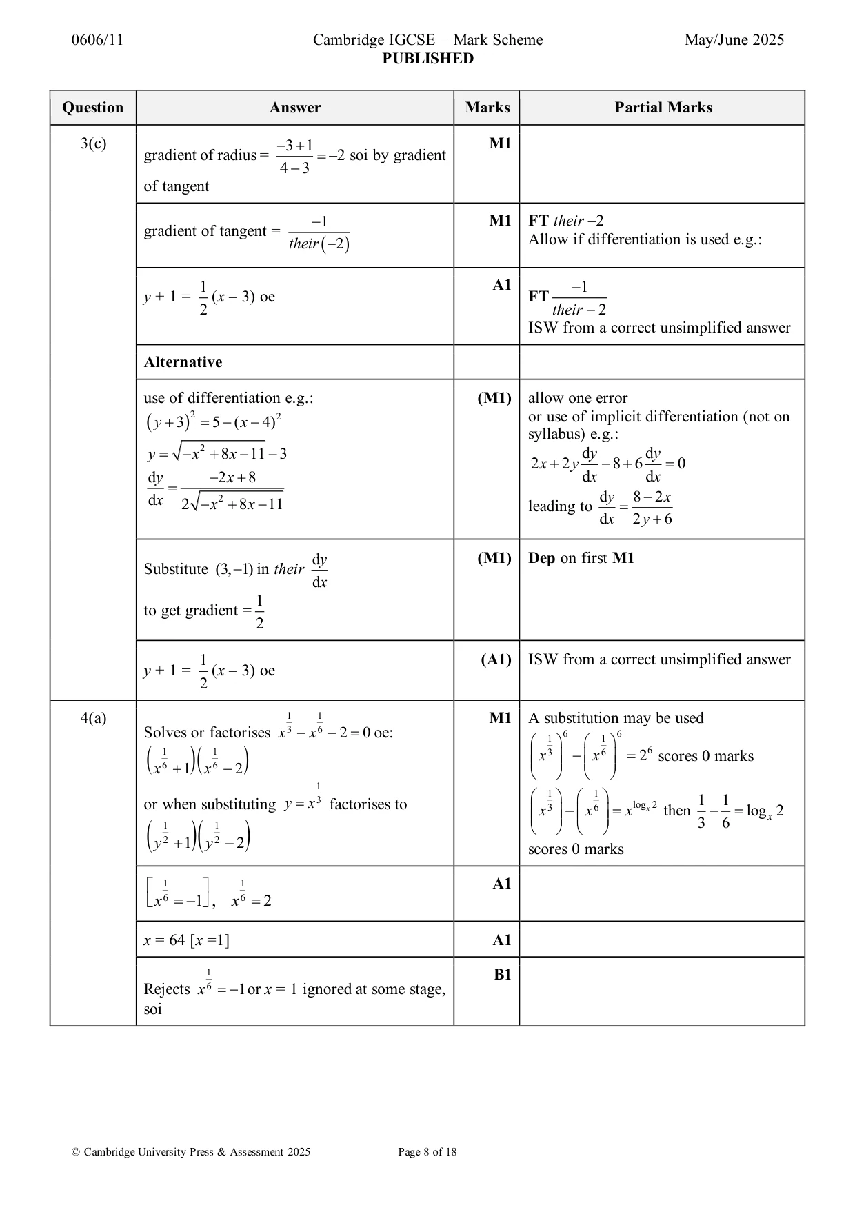 Mark scheme, page 8 of 18