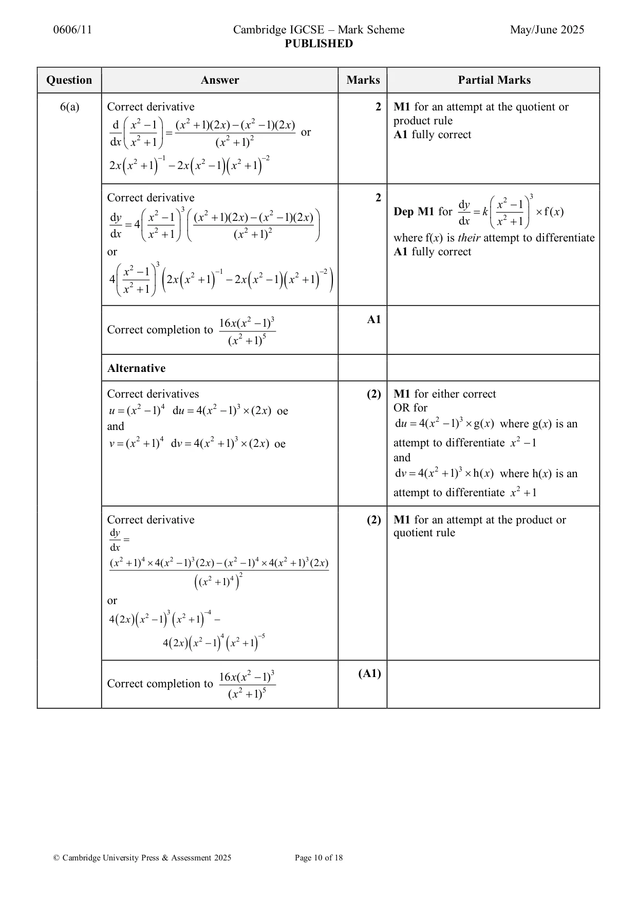 Mark scheme, page 10 of 18
