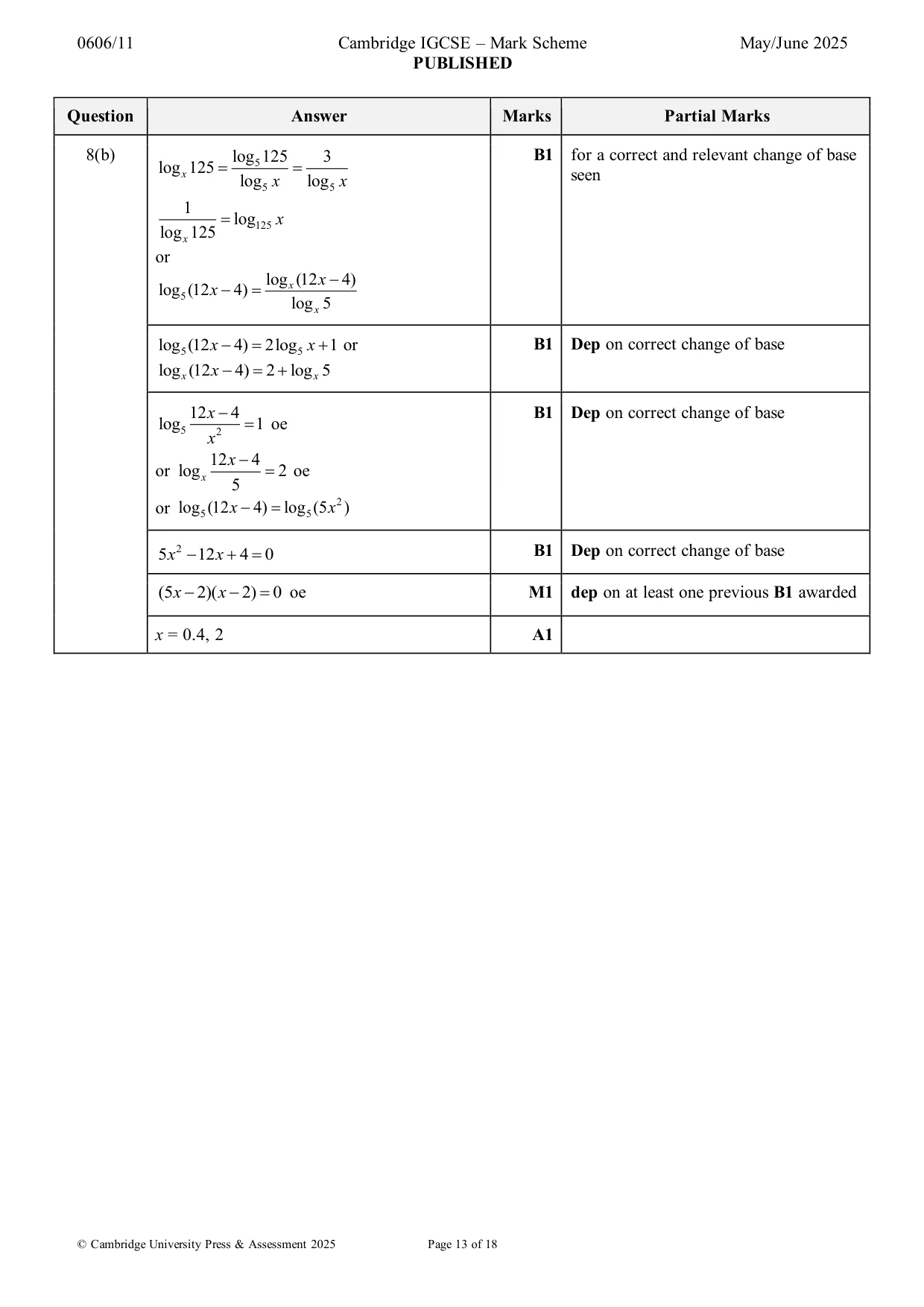 Mark scheme, page 13 of 18