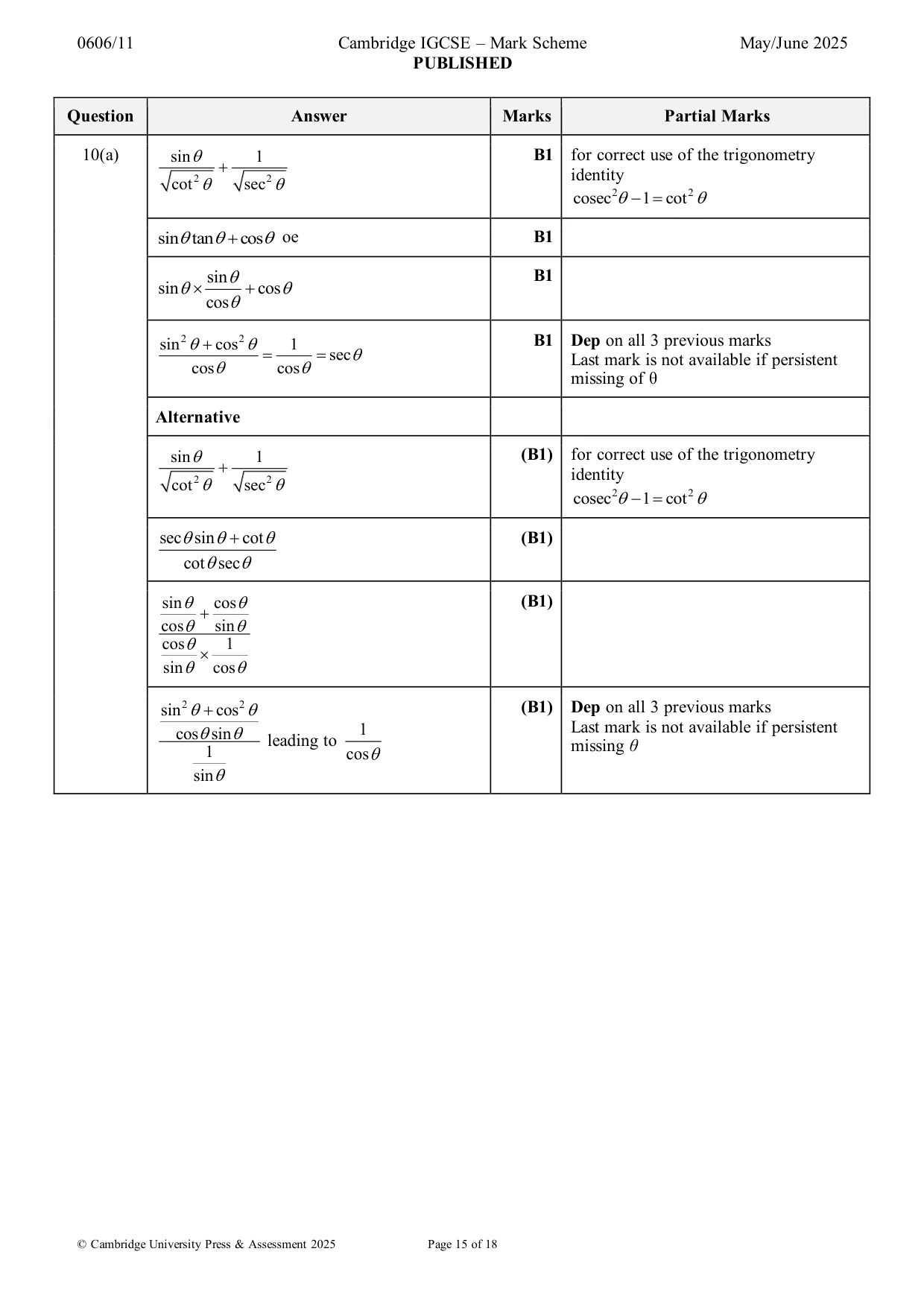 Mark scheme, page 15 of 18