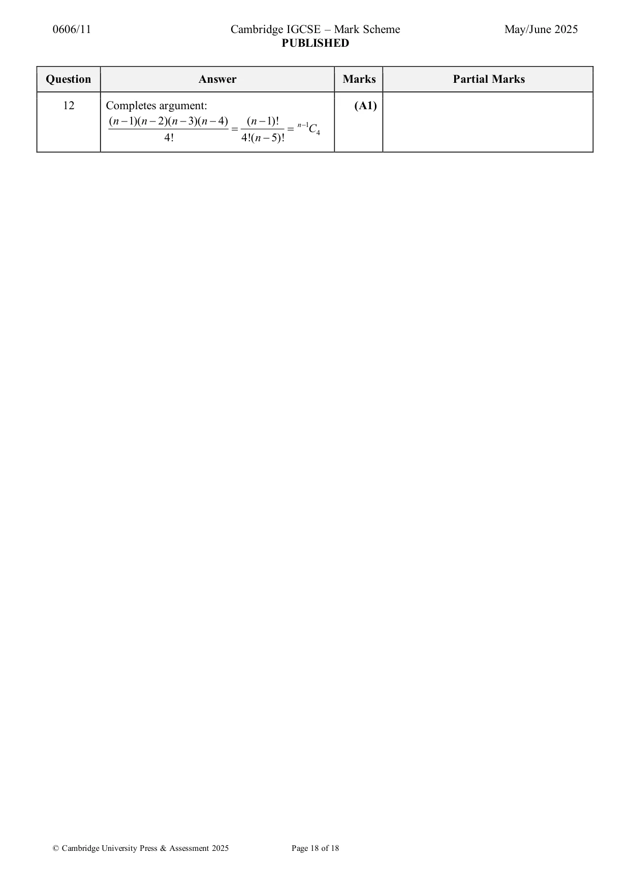 Mark scheme, page 18 of 18