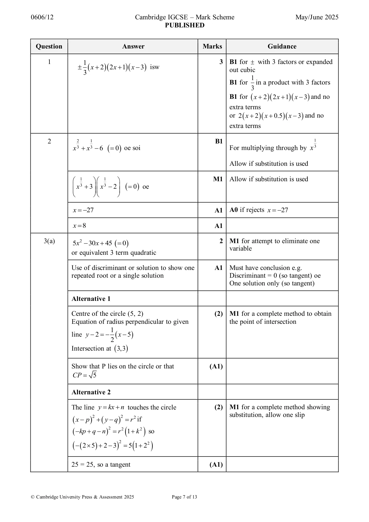 Mark scheme, page 7 of 13