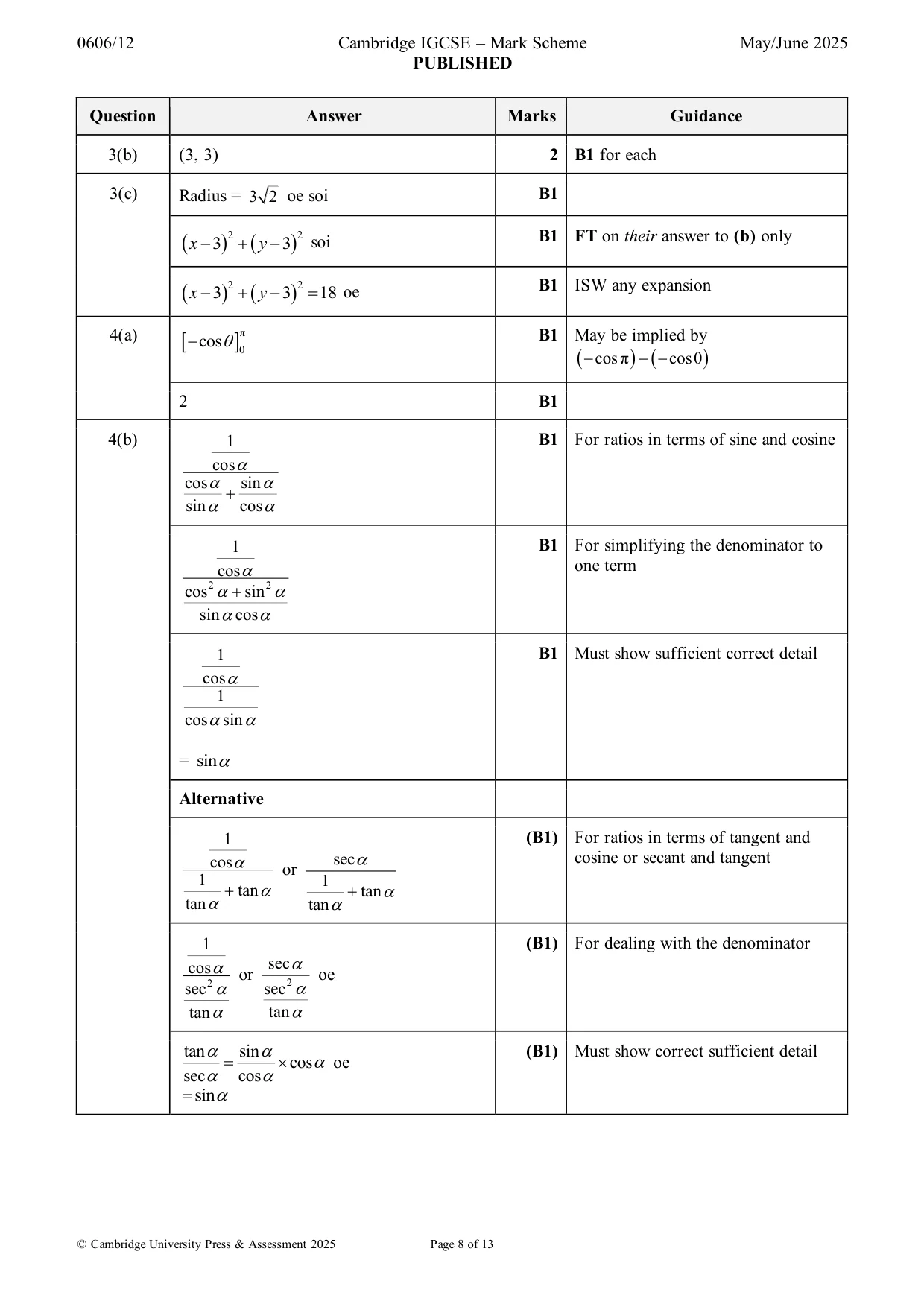 Mark scheme, page 8 of 13