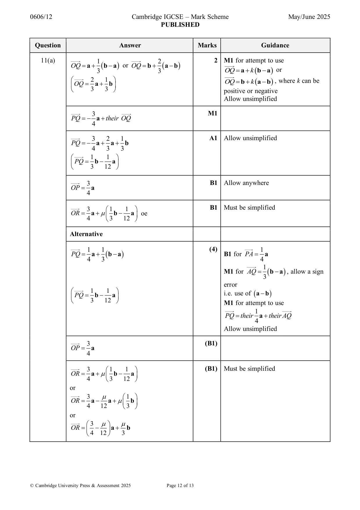 Mark scheme, page 12 of 13