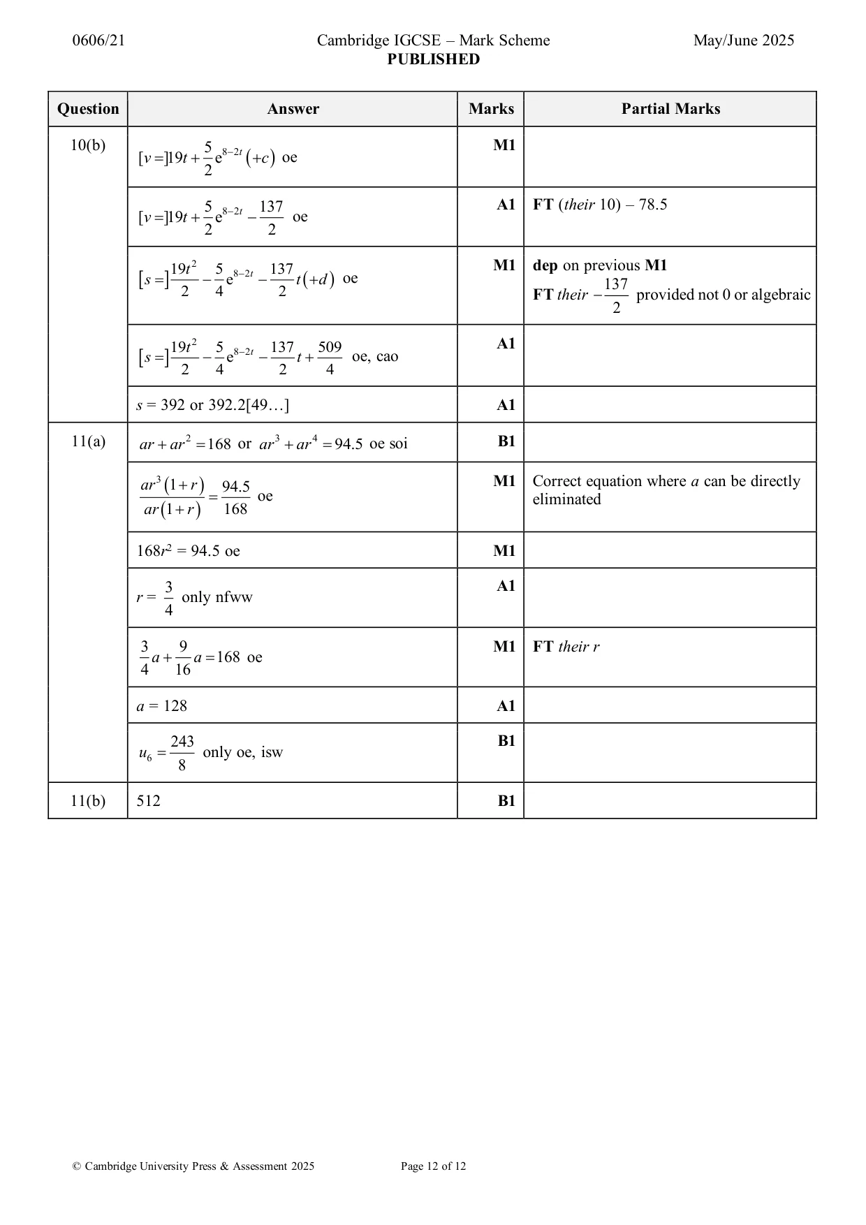 Mark scheme, page 12 of 12