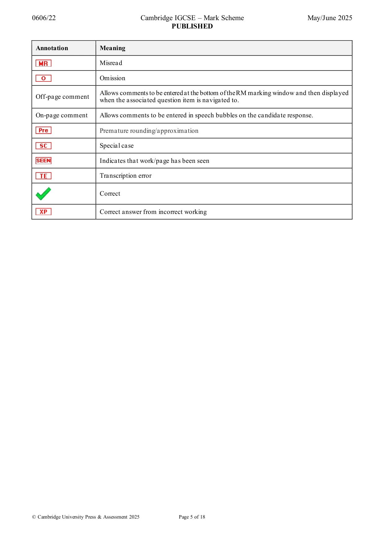 Mark scheme, page 5 of 18