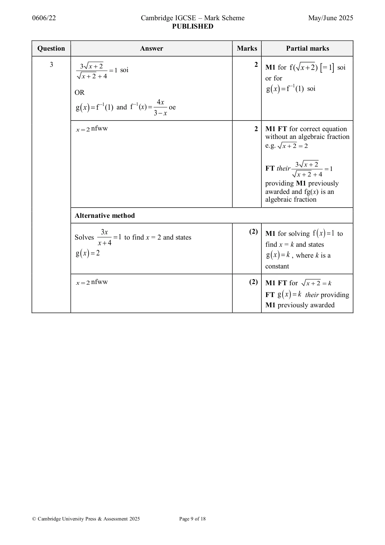Mark scheme, page 9 of 18
