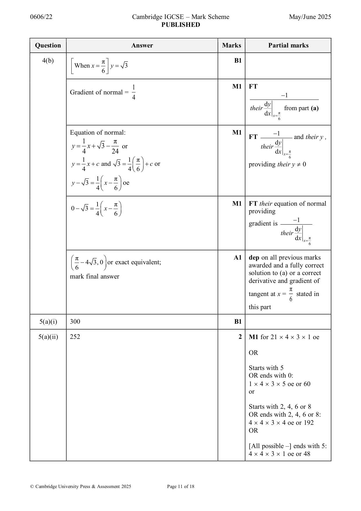 Mark scheme, page 11 of 18