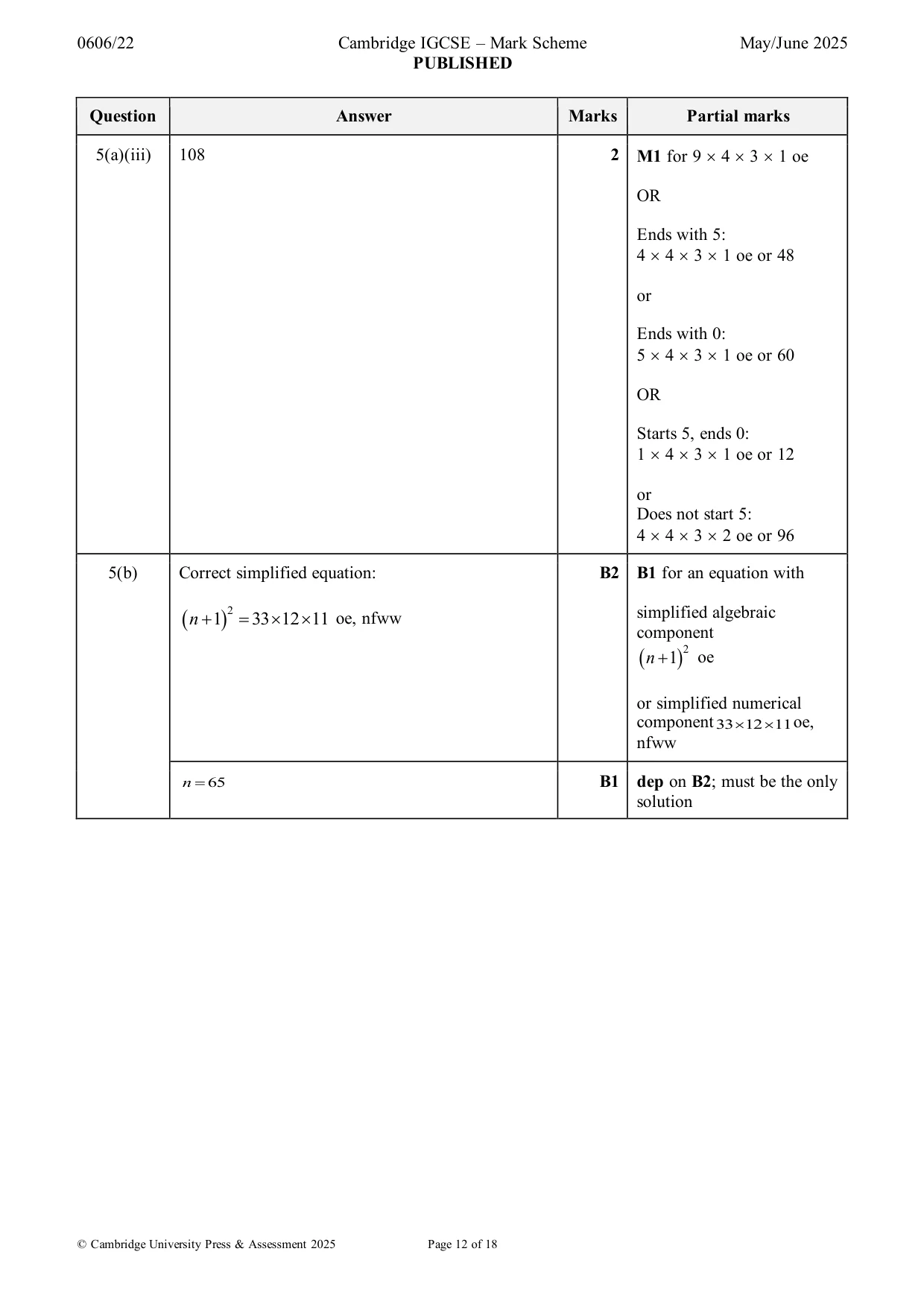 Mark scheme, page 12 of 18