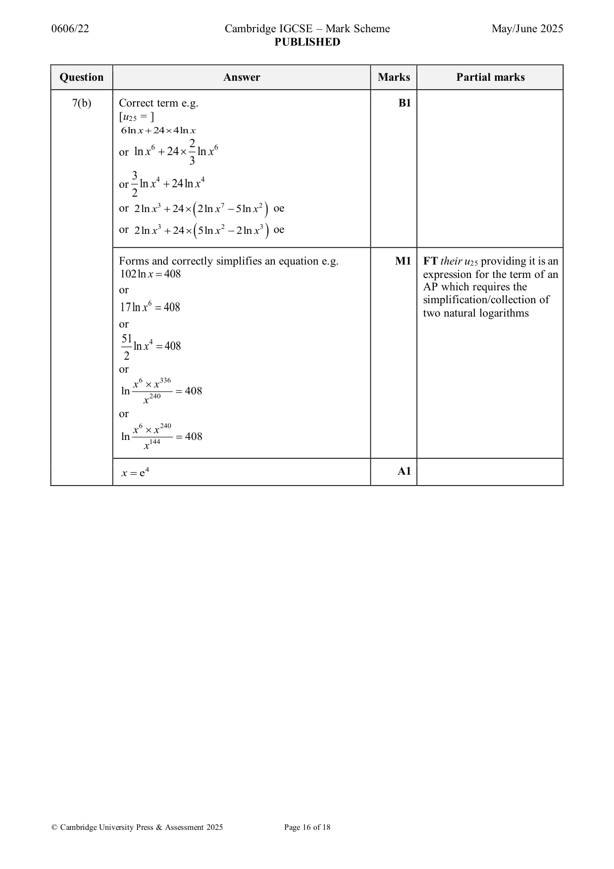 Mark scheme, page 16 of 18