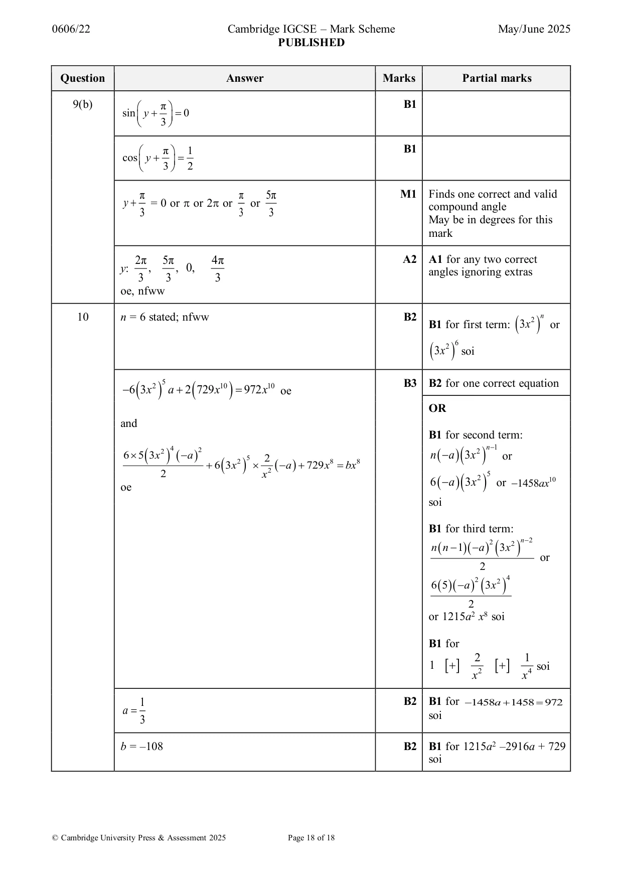 Mark scheme, page 18 of 18