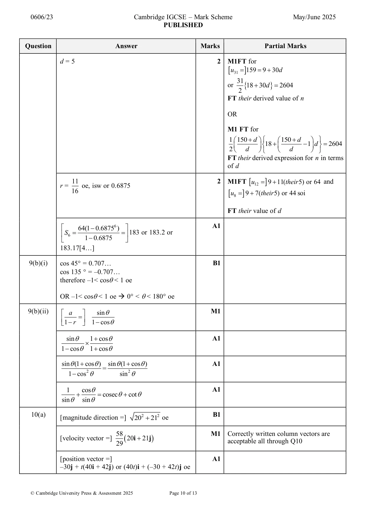 Mark scheme, page 10 of 13