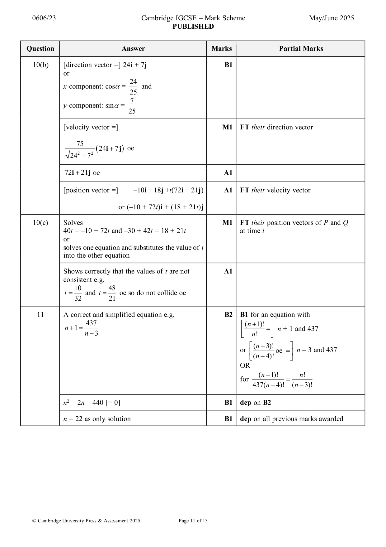 Mark scheme, page 11 of 13