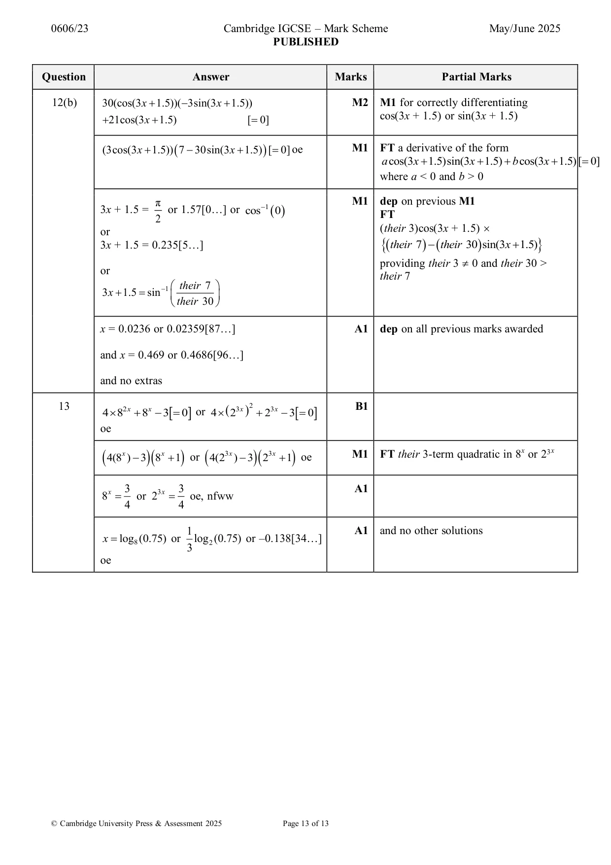 Mark scheme, page 13 of 13