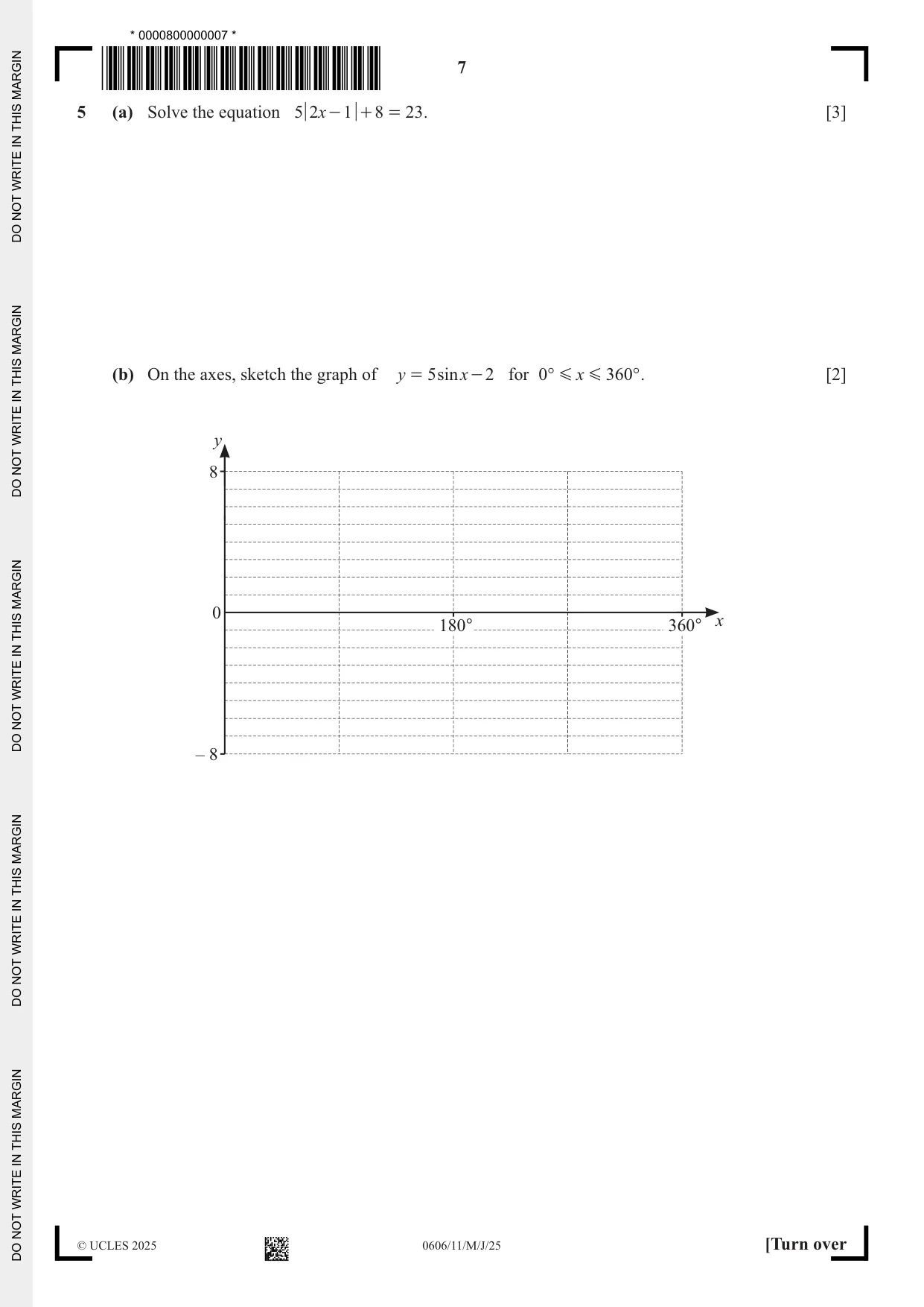 Cambridge IGCSE Mathematics - Additional 0606 2025 May/June Paper 1 · Variant 1 question paper, page 7 of 16
