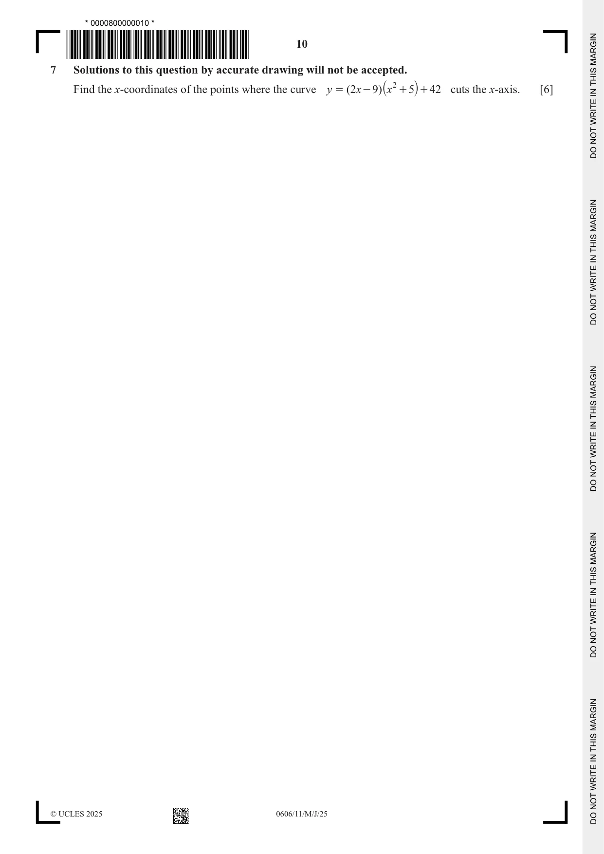 Cambridge IGCSE Mathematics - Additional 0606 2025 May/June Paper 1 · Variant 1 question paper, page 10 of 16