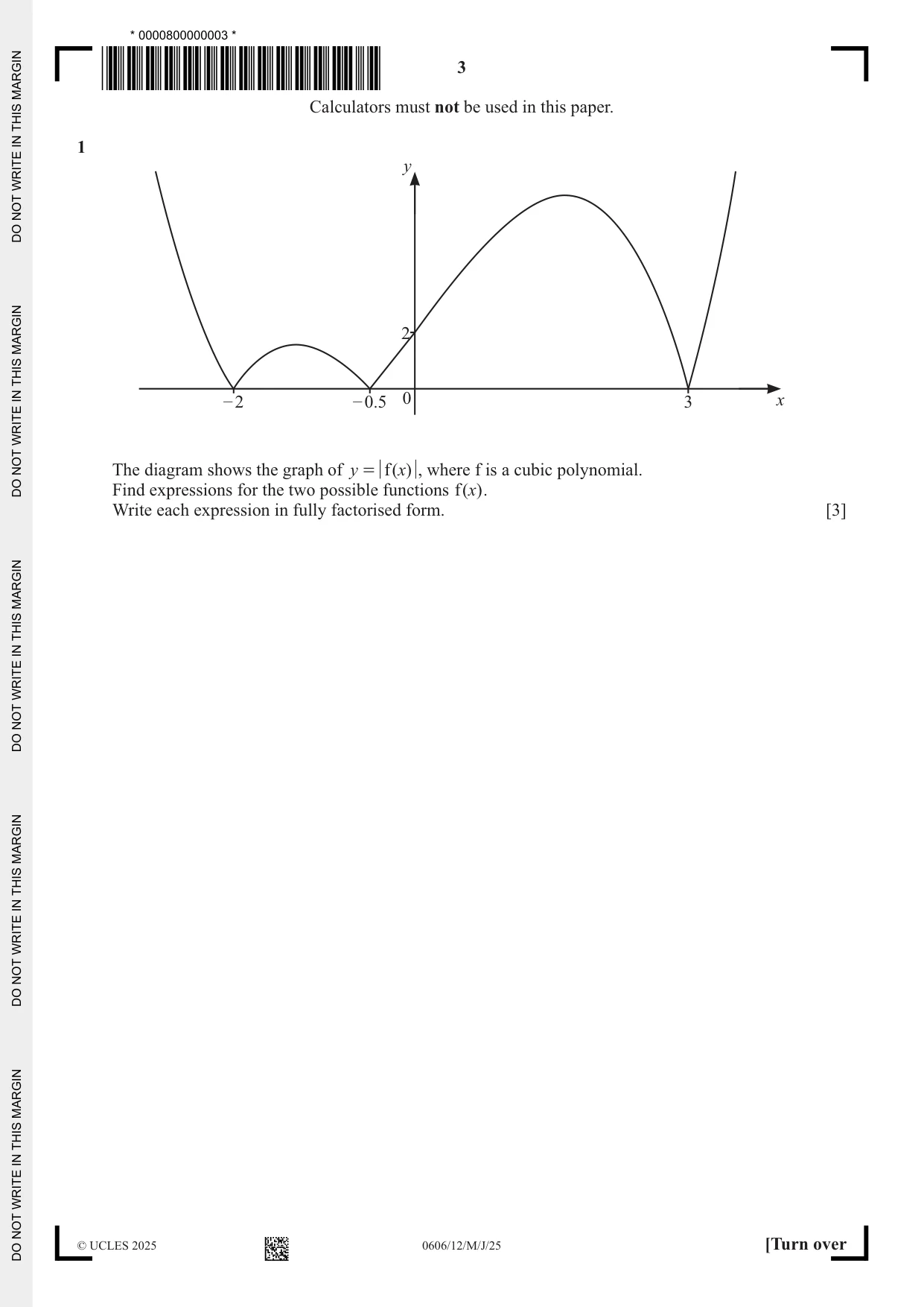 Cambridge IGCSE Mathematics - Additional 0606 2025 May/June Paper 1 · Variant 2 question paper, page 3 of 16