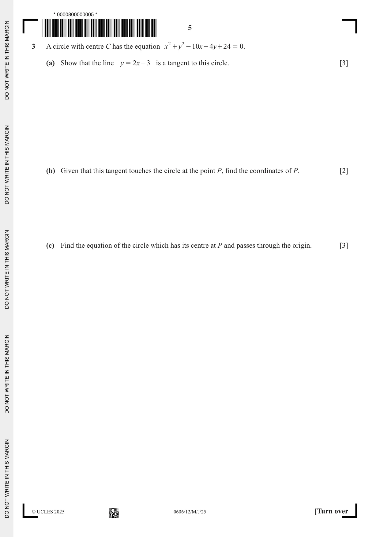 Cambridge IGCSE Mathematics - Additional 0606 2025 May/June Paper 1 · Variant 2 question paper, page 5 of 16