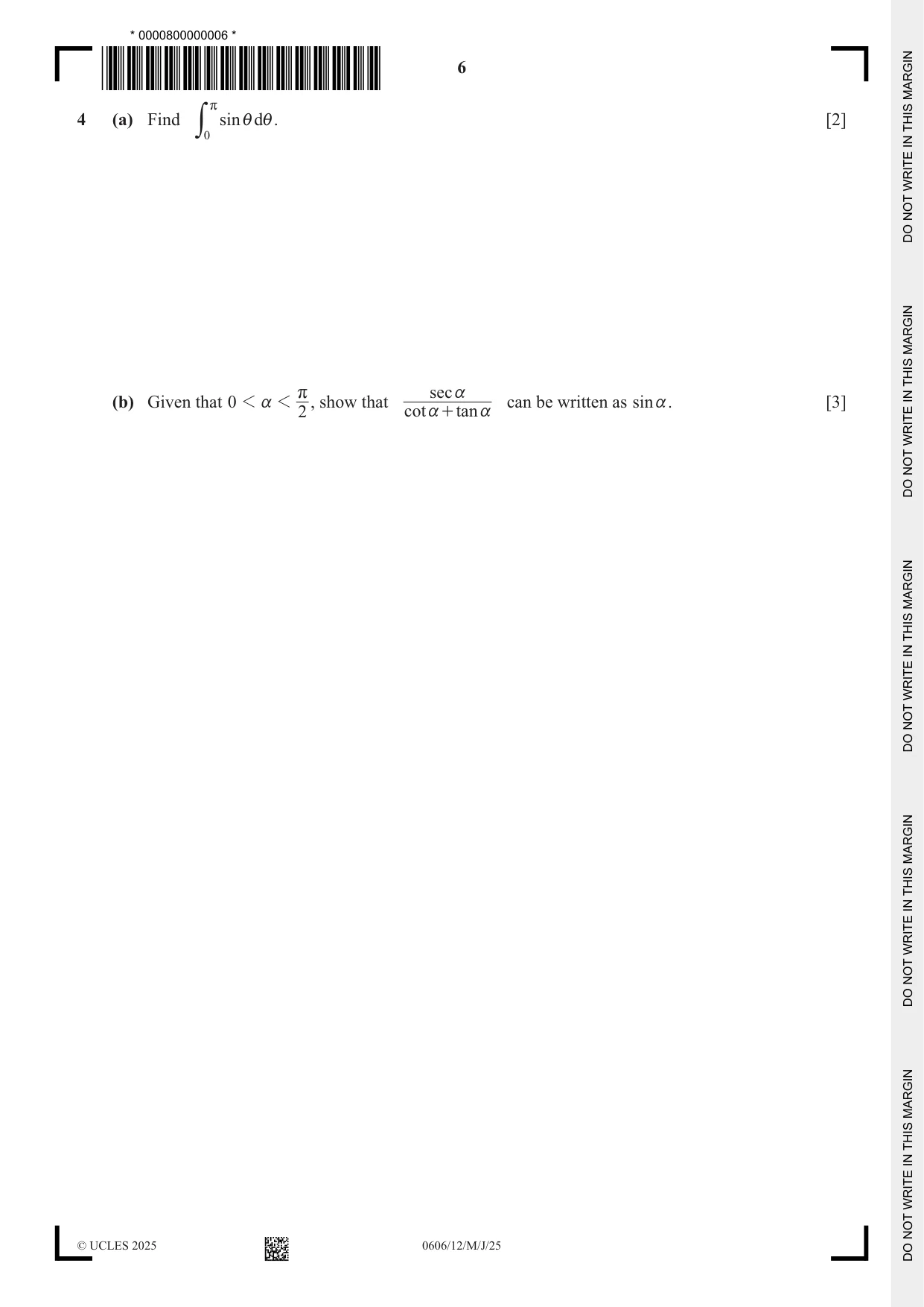 Cambridge IGCSE Mathematics - Additional 0606 2025 May/June Paper 1 · Variant 2 question paper, page 6 of 16