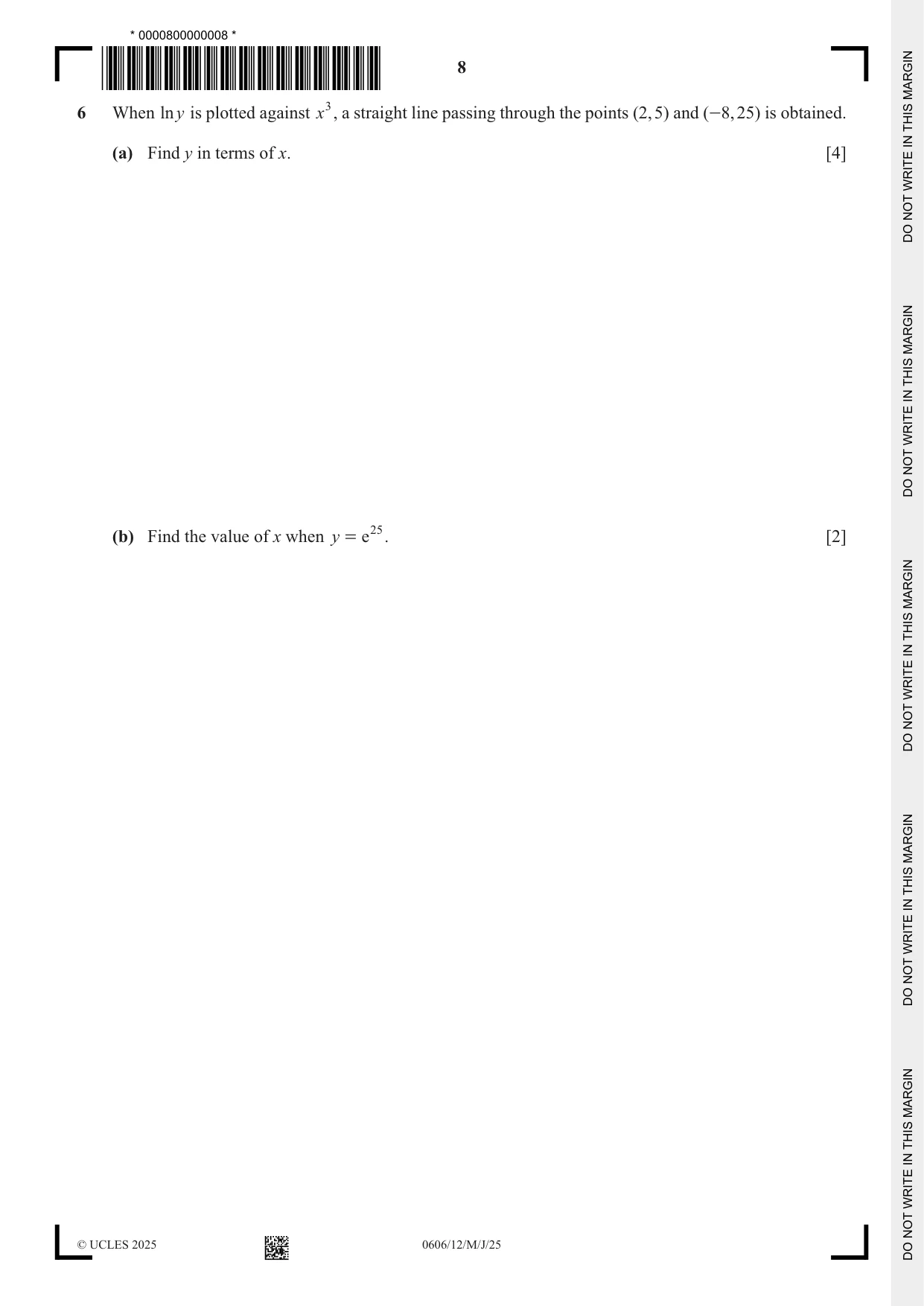 Cambridge IGCSE Mathematics - Additional 0606 2025 May/June Paper 1 · Variant 2 question paper, page 8 of 16