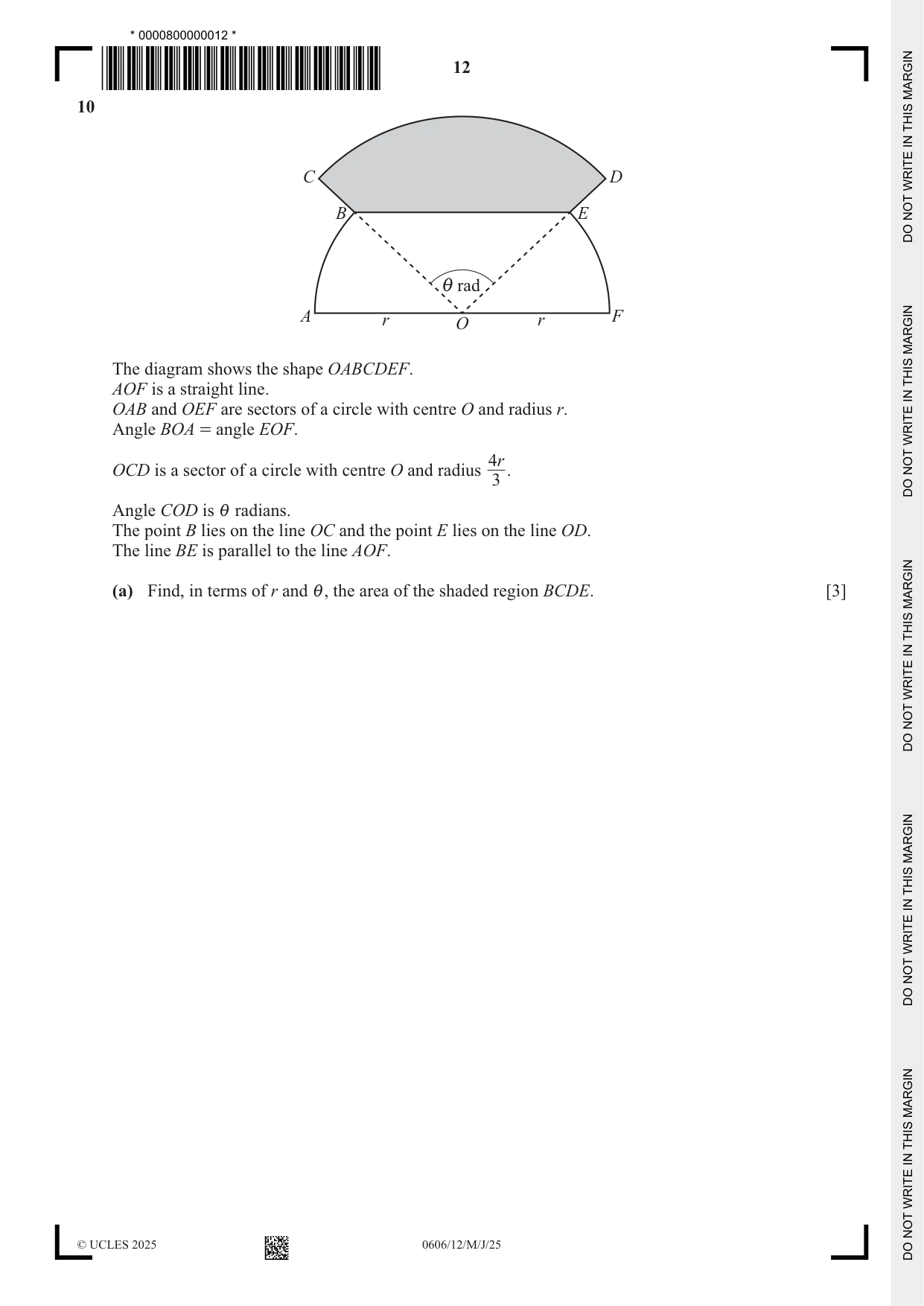 Cambridge IGCSE Mathematics - Additional 0606 2025 May/June Paper 1 · Variant 2 question paper, page 12 of 16