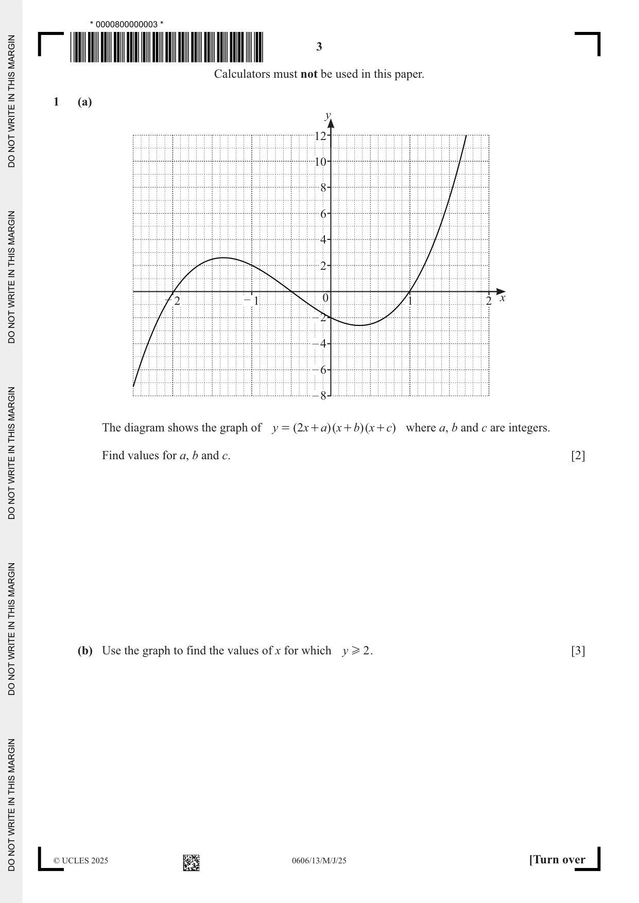 Cambridge IGCSE Mathematics - Additional 0606 2025 May/June Paper 1 · Variant 3 question paper, page 3 of 16