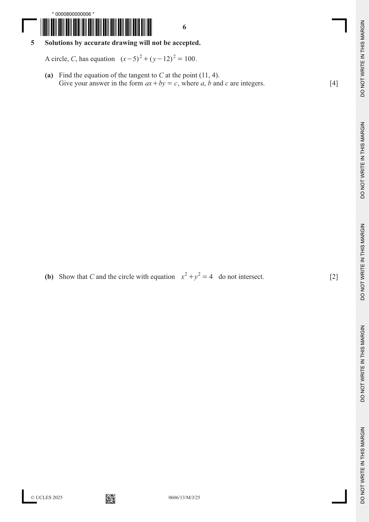 Cambridge IGCSE Mathematics - Additional 0606 2025 May/June Paper 1 · Variant 3 question paper, page 6 of 16