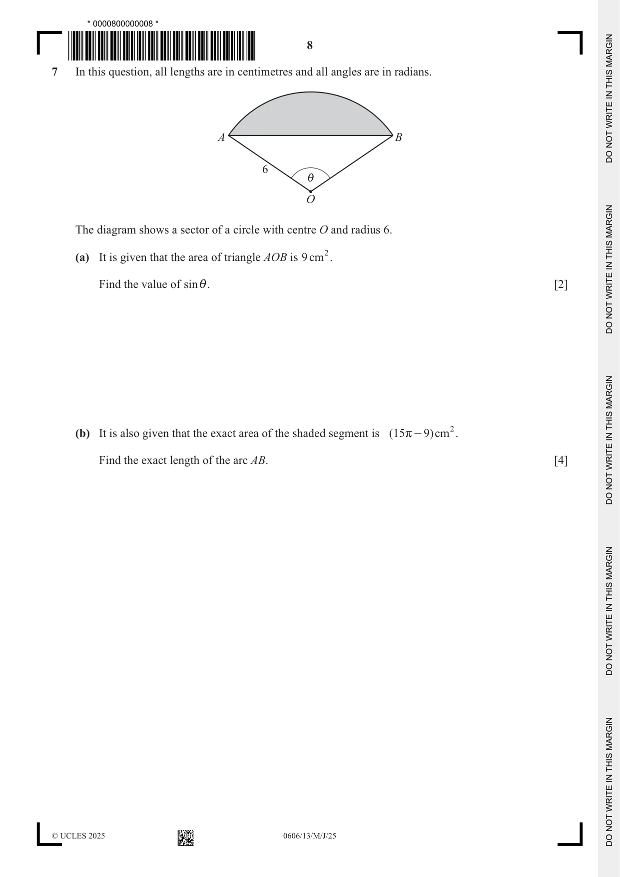 Cambridge IGCSE Mathematics - Additional 0606 2025 May/June Paper 1 · Variant 3 question paper, page 8 of 16