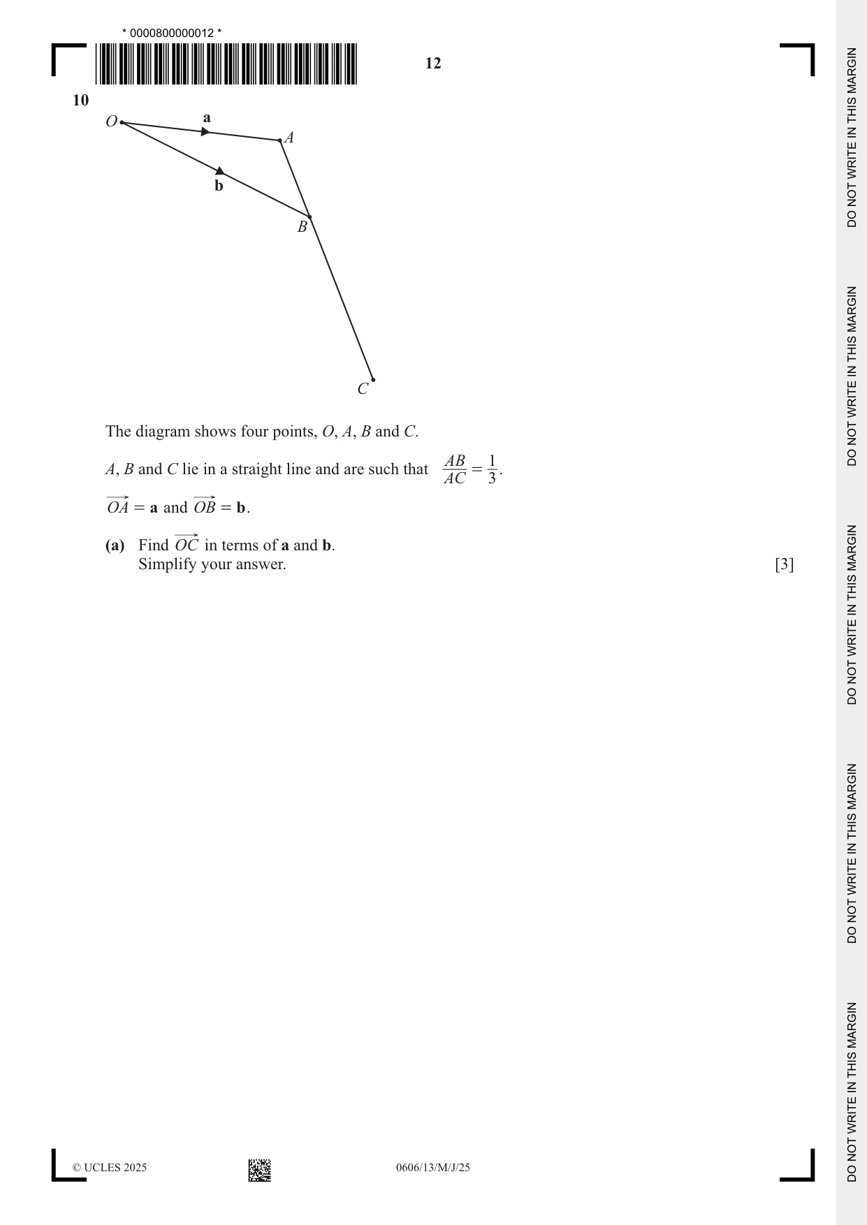Cambridge IGCSE Mathematics - Additional 0606 2025 May/June Paper 1 · Variant 3 question paper, page 12 of 16