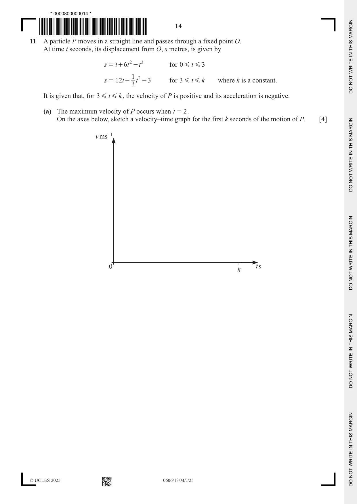 Cambridge IGCSE Mathematics - Additional 0606 2025 May/June Paper 1 · Variant 3 question paper, page 14 of 16