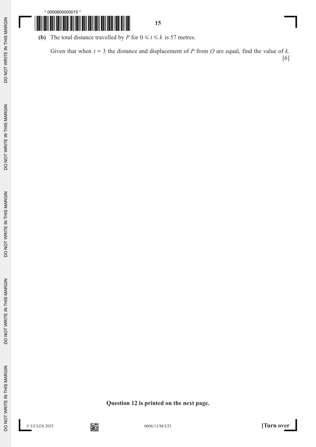Cambridge IGCSE Mathematics - Additional 0606 2025 May/June Paper 1 · Variant 3 question paper, page 15 of 16