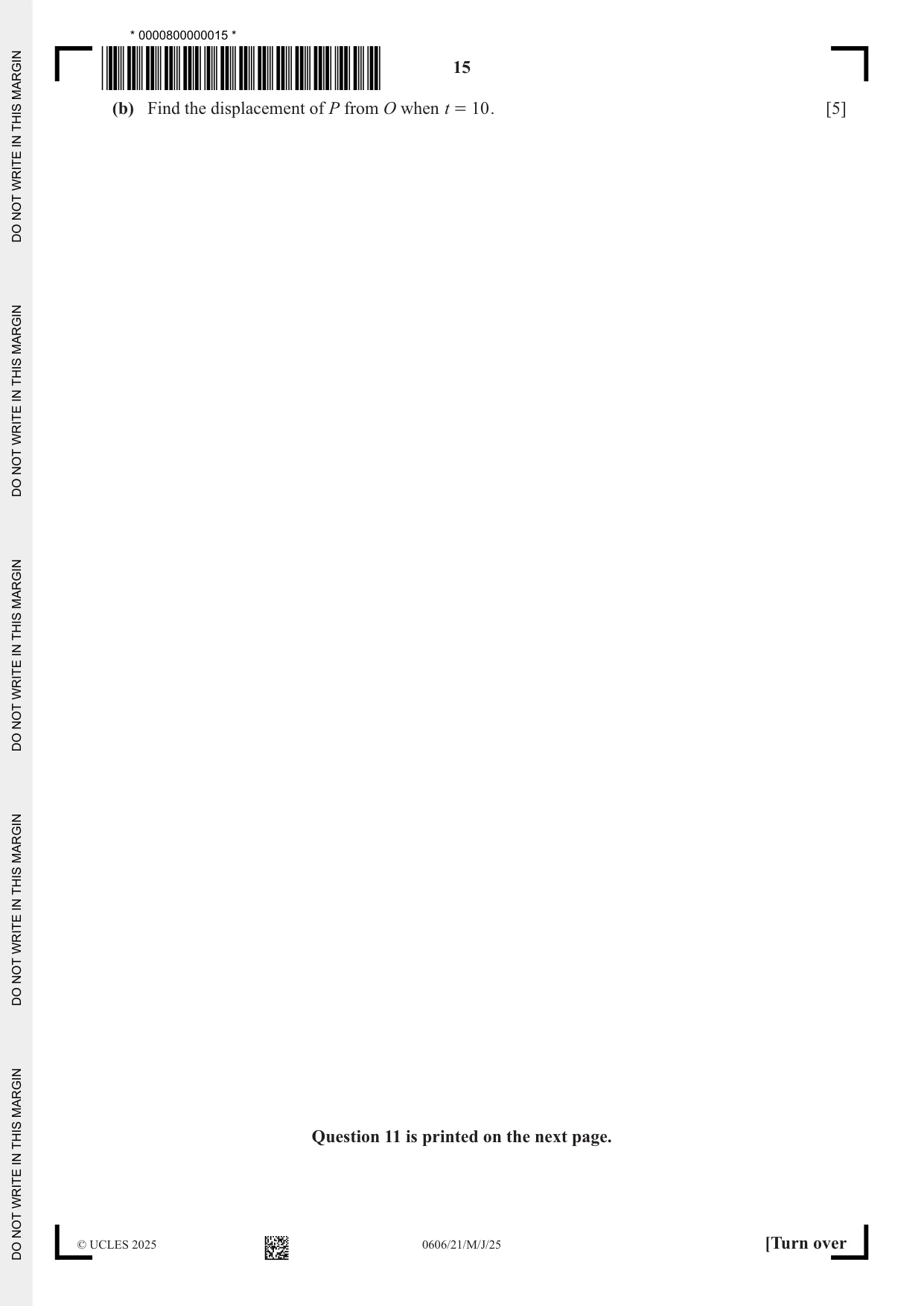 Cambridge IGCSE Mathematics - Additional 0606 2025 May/June Paper 2 · Variant 1 question paper, page 15 of 16