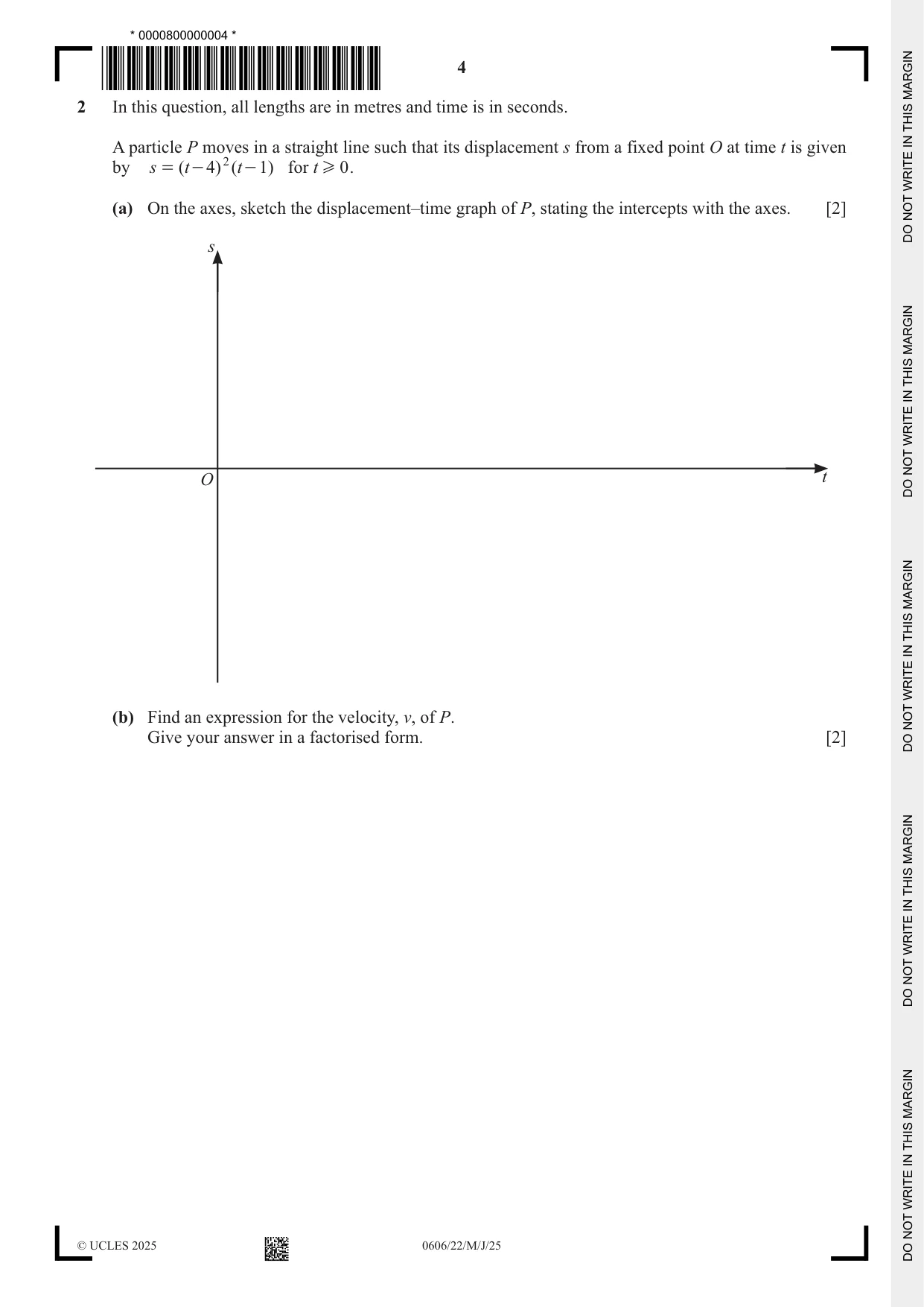 Cambridge IGCSE Mathematics - Additional 0606 2025 May/June Paper 2 · Variant 2 question paper, page 4 of 16