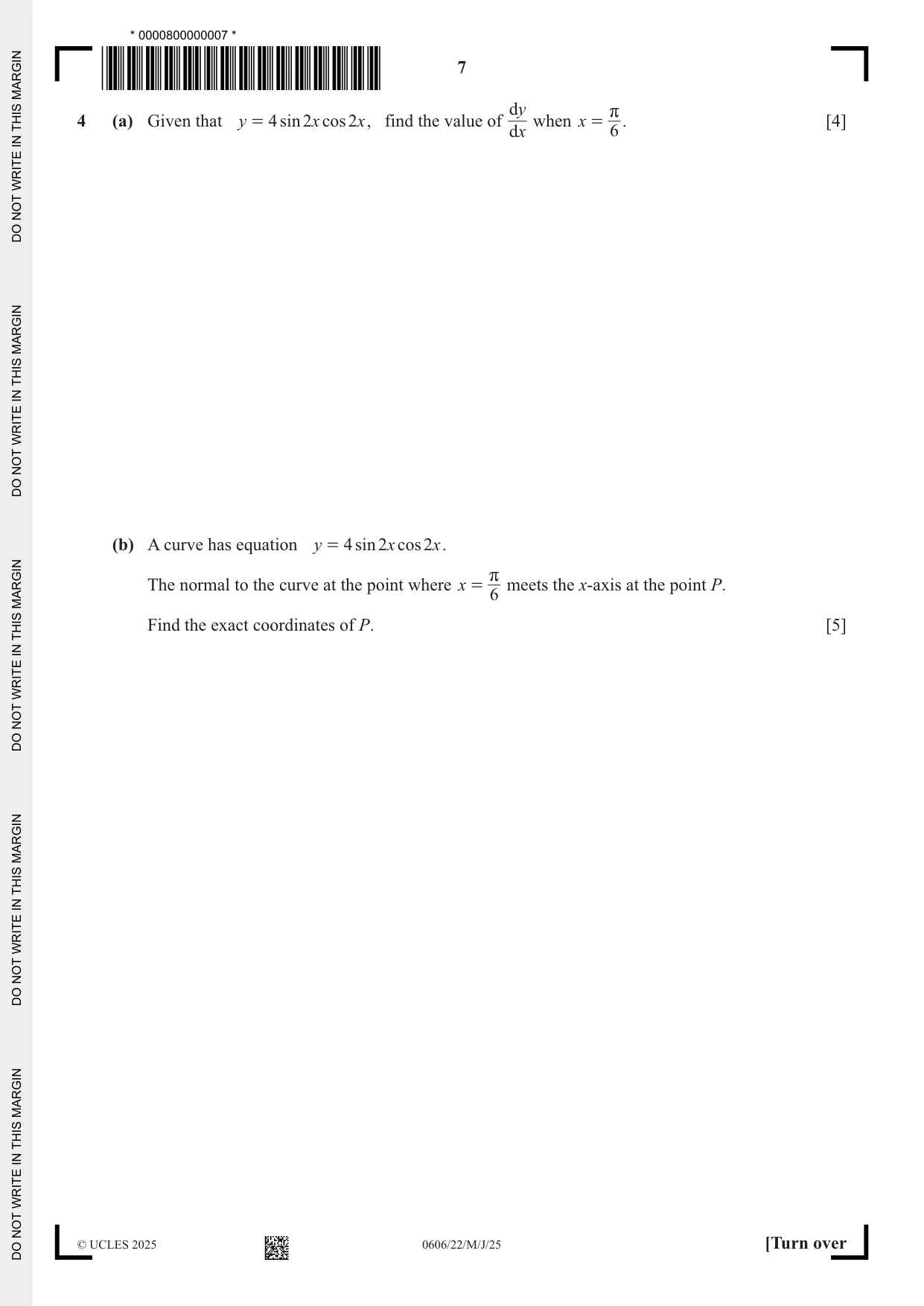 Cambridge IGCSE Mathematics - Additional 0606 2025 May/June Paper 2 · Variant 2 question paper, page 7 of 16