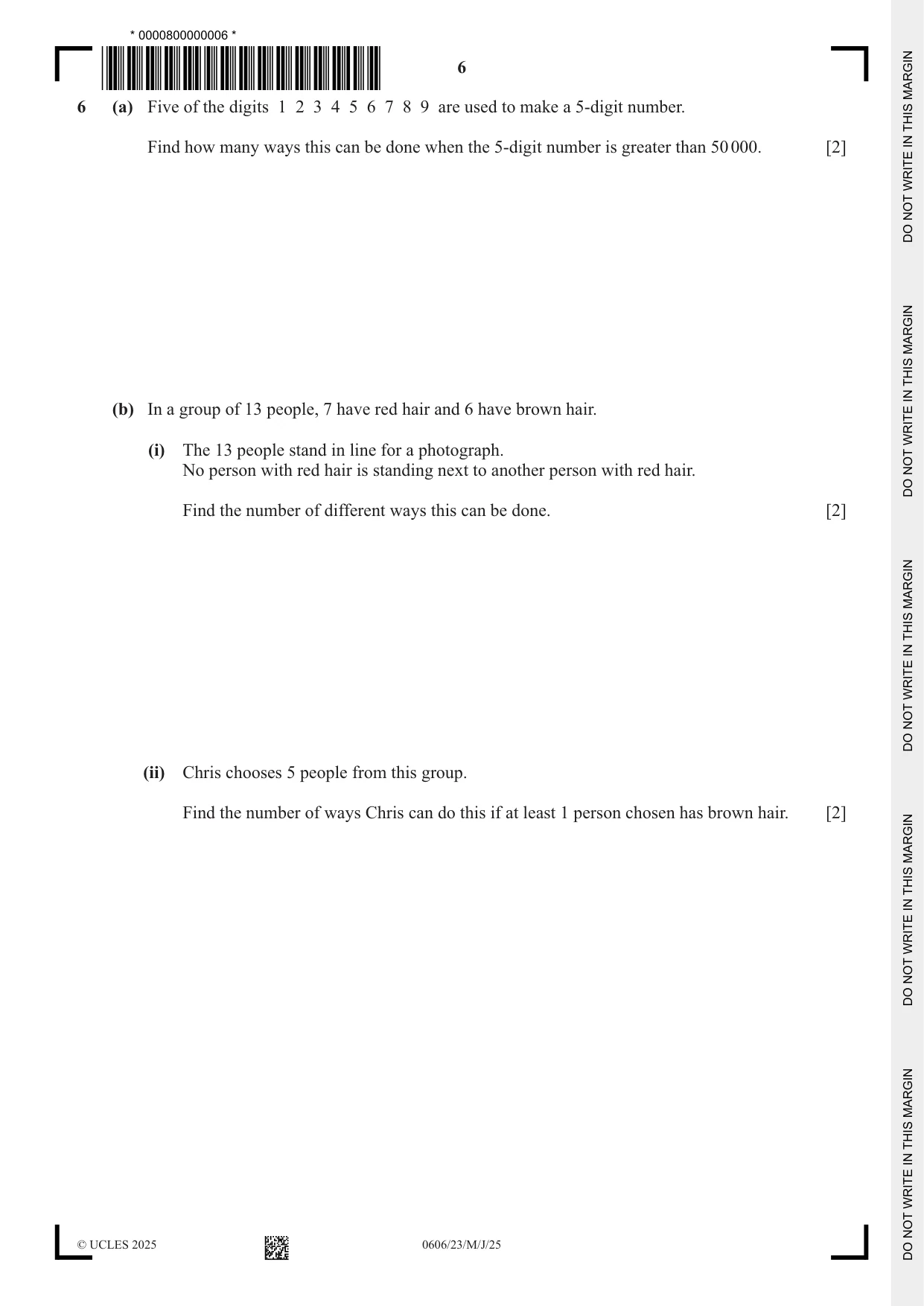 Cambridge IGCSE Mathematics - Additional 0606 2025 May/June Paper 2 · Variant 3 question paper, page 6 of 16