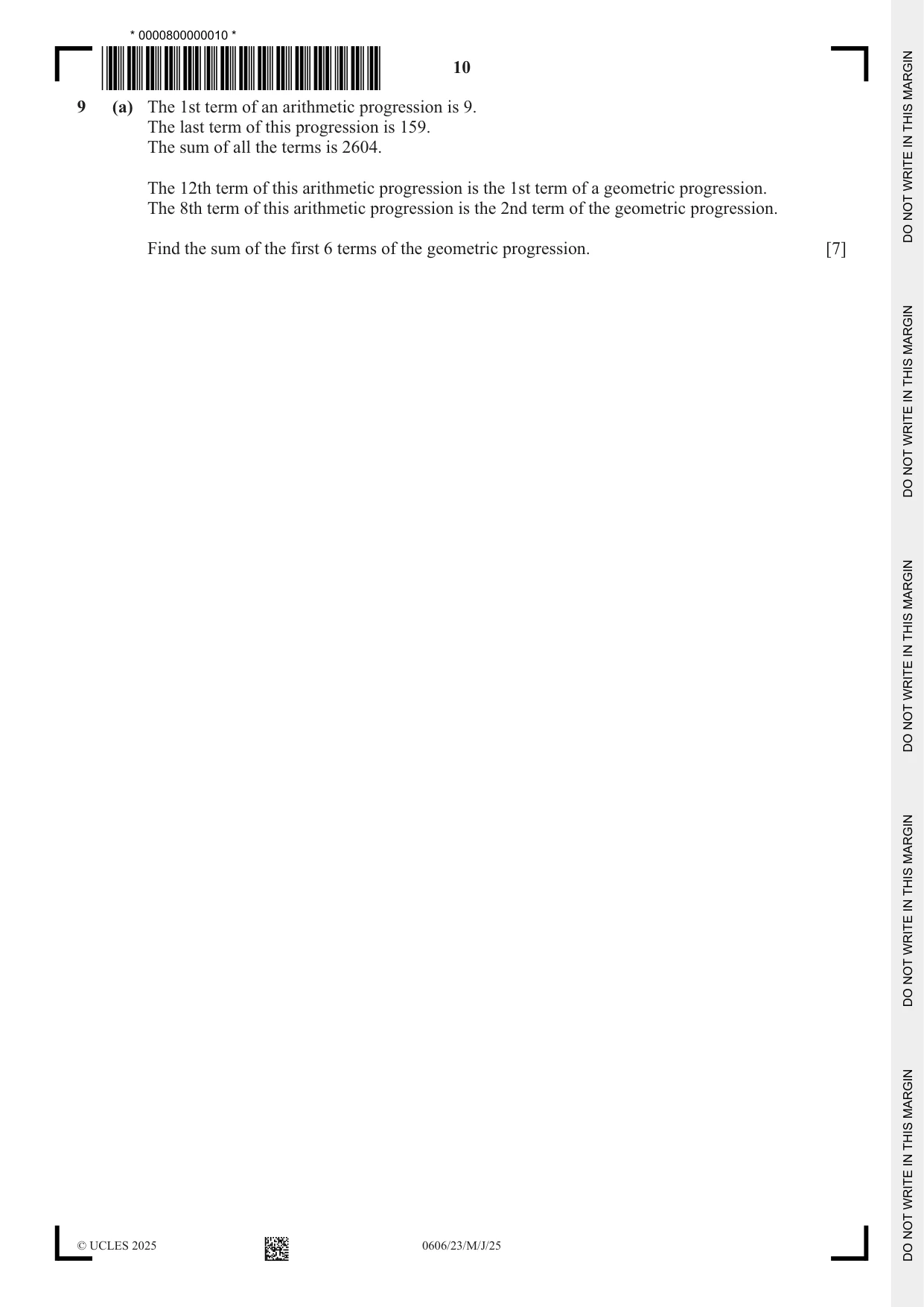 Cambridge IGCSE Mathematics - Additional 0606 2025 May/June Paper 2 · Variant 3 question paper, page 10 of 16