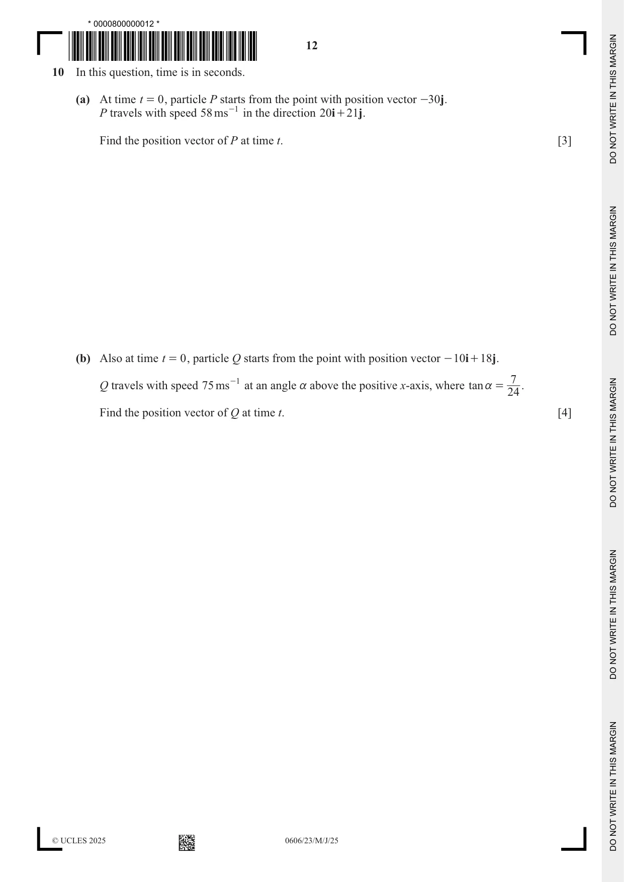 Cambridge IGCSE Mathematics - Additional 0606 2025 May/June Paper 2 · Variant 3 question paper, page 12 of 16