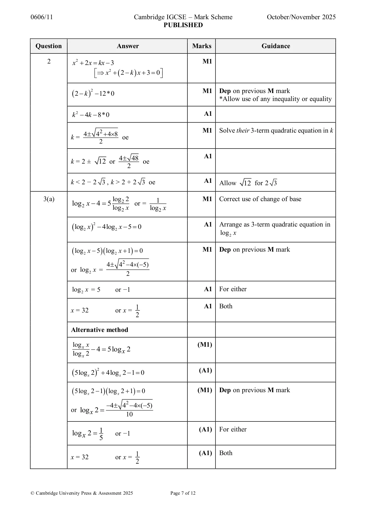Mark scheme, page 7 of 12