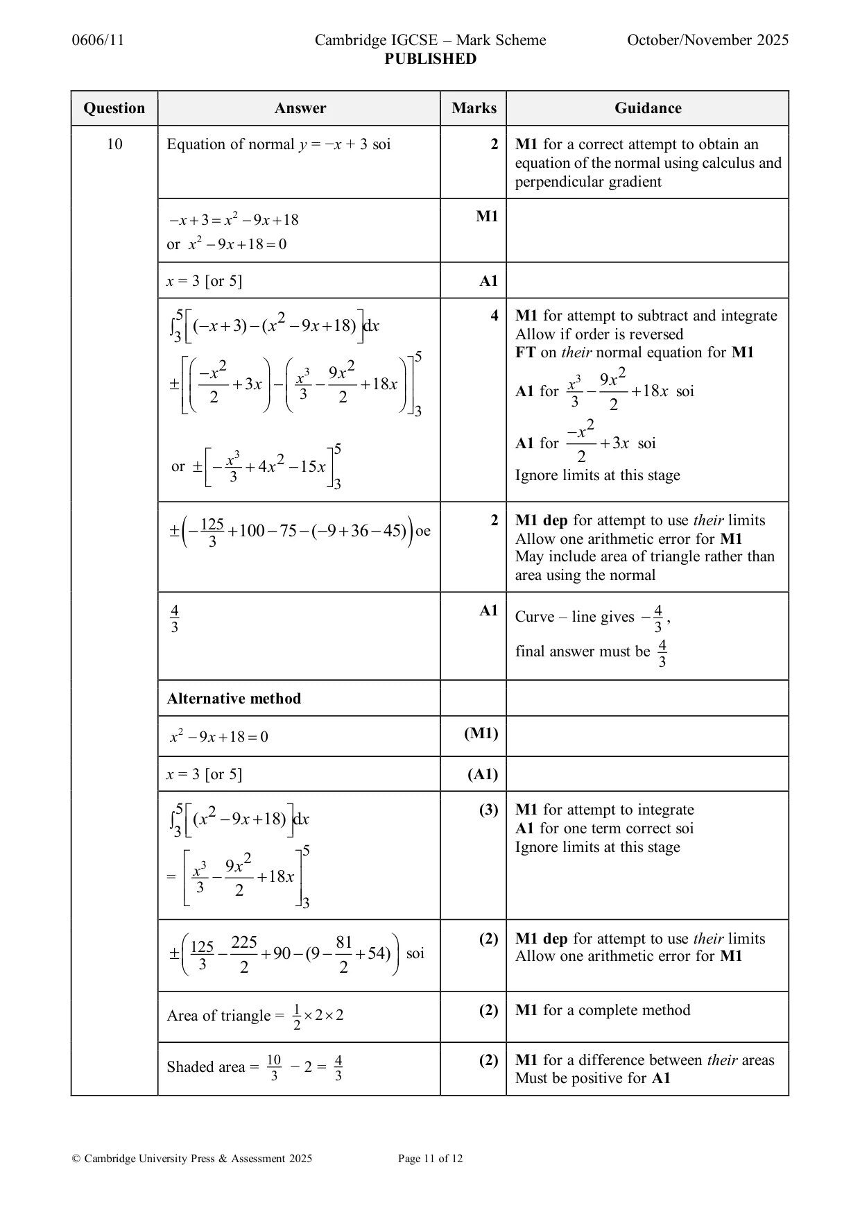 Mark scheme, page 11 of 12
