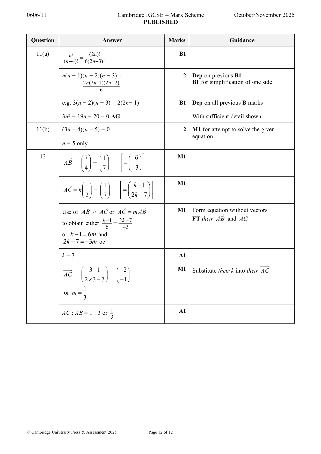 Mark scheme, page 12 of 12