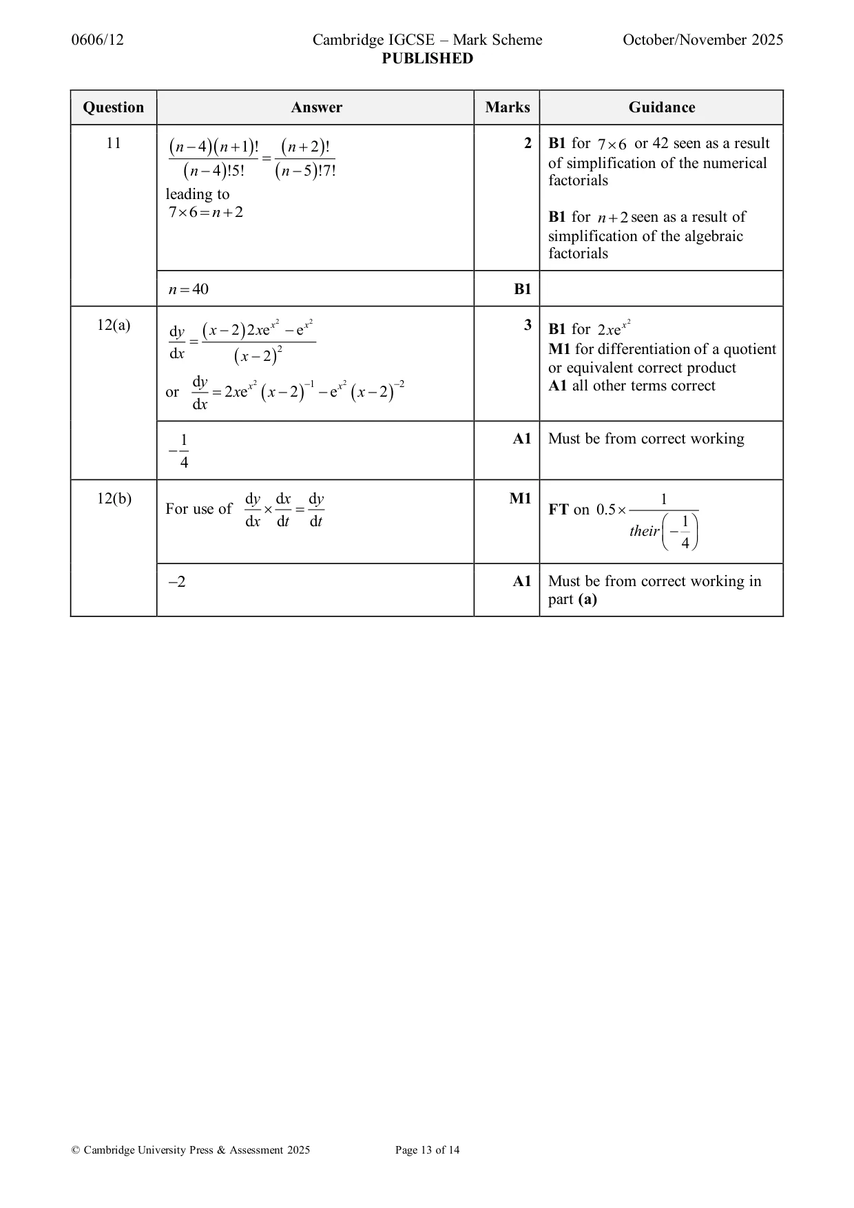 Mark scheme, page 13 of 14