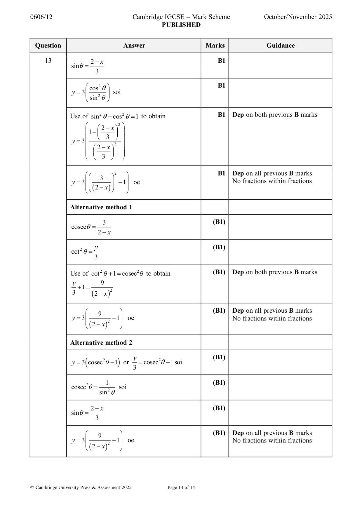 Mark scheme, page 14 of 14