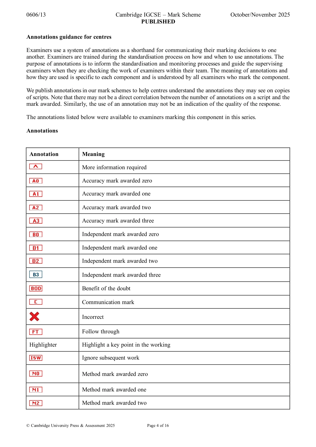 Mark scheme, page 4 of 16