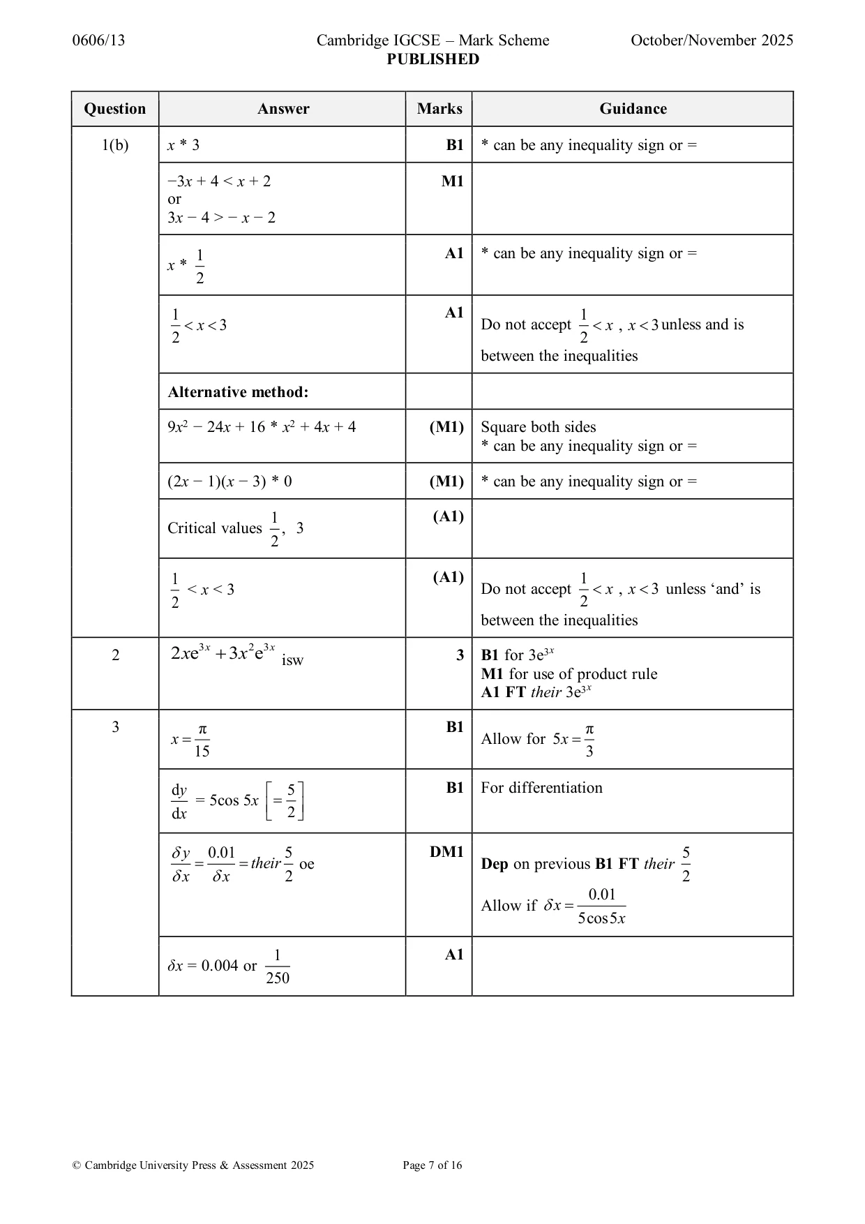 Mark scheme, page 7 of 16