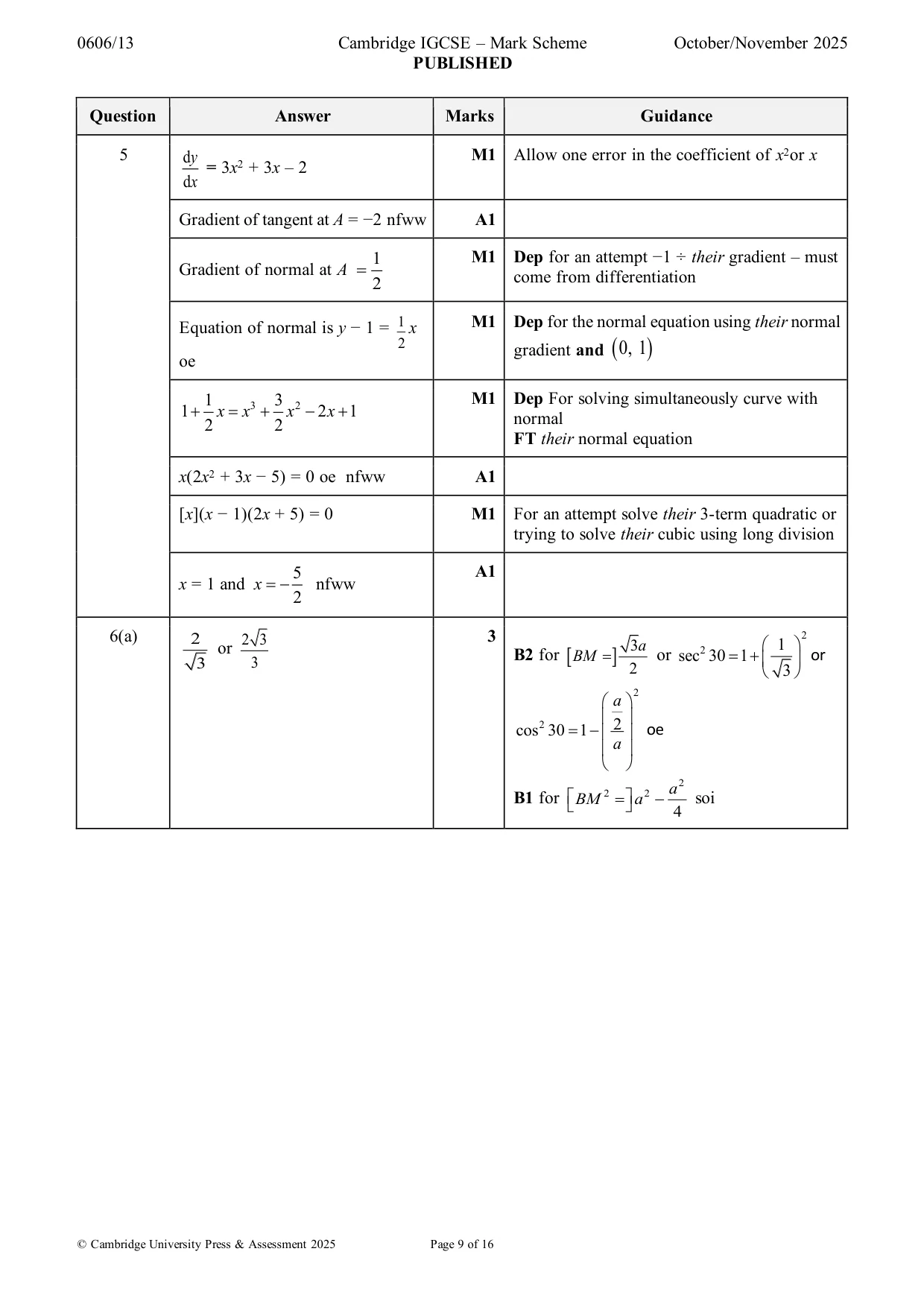 Mark scheme, page 9 of 16