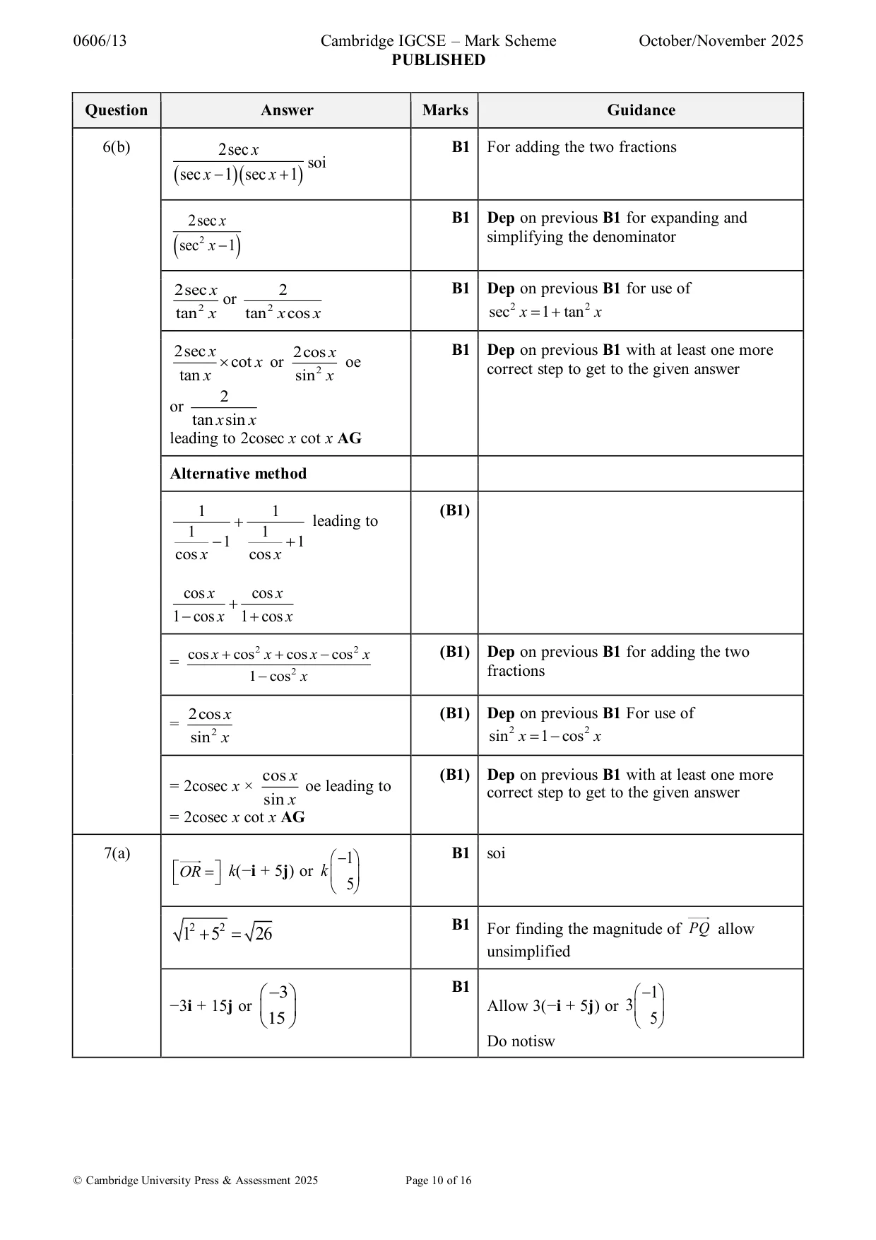 Mark scheme, page 10 of 16