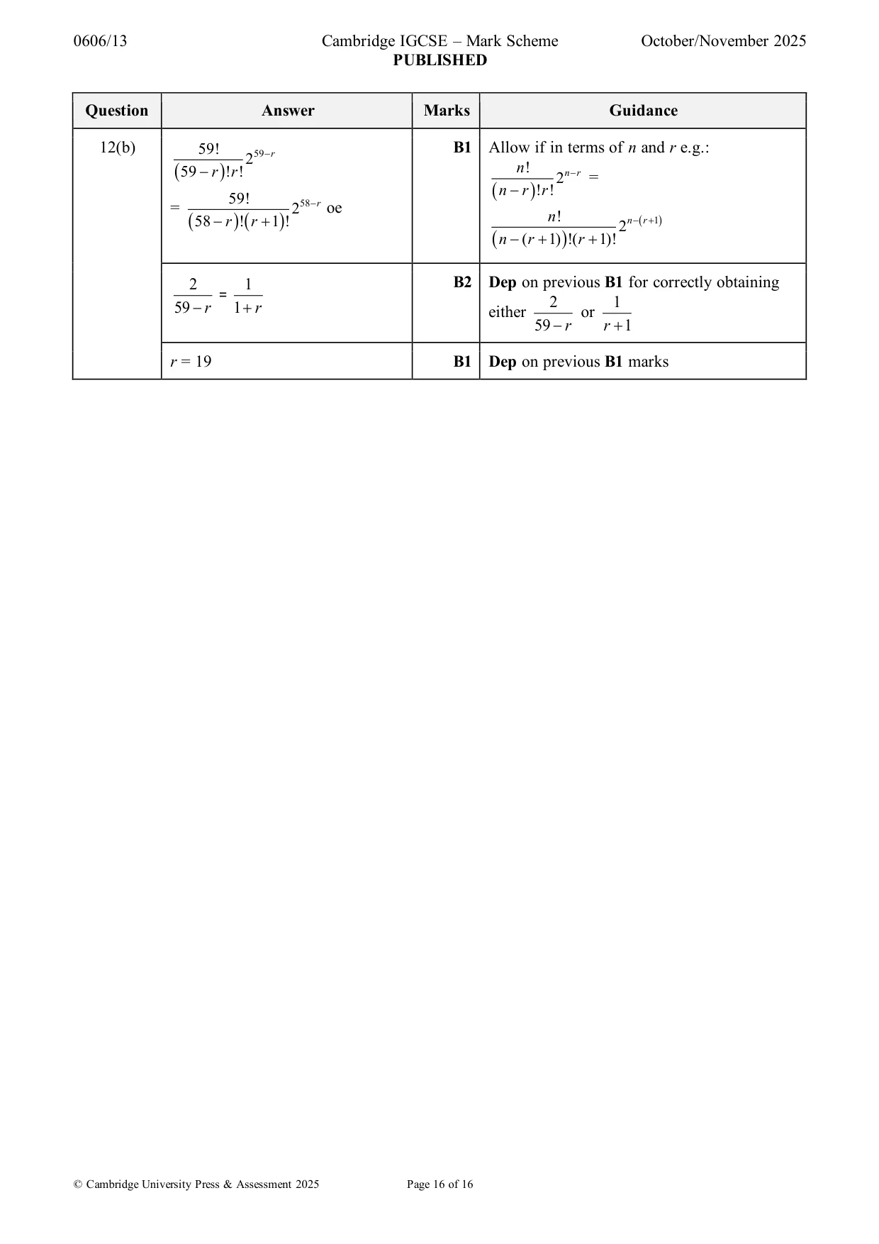 Mark scheme, page 16 of 16