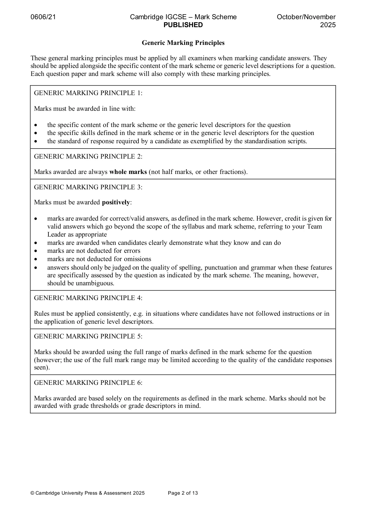 Mark scheme, page 2 of 13